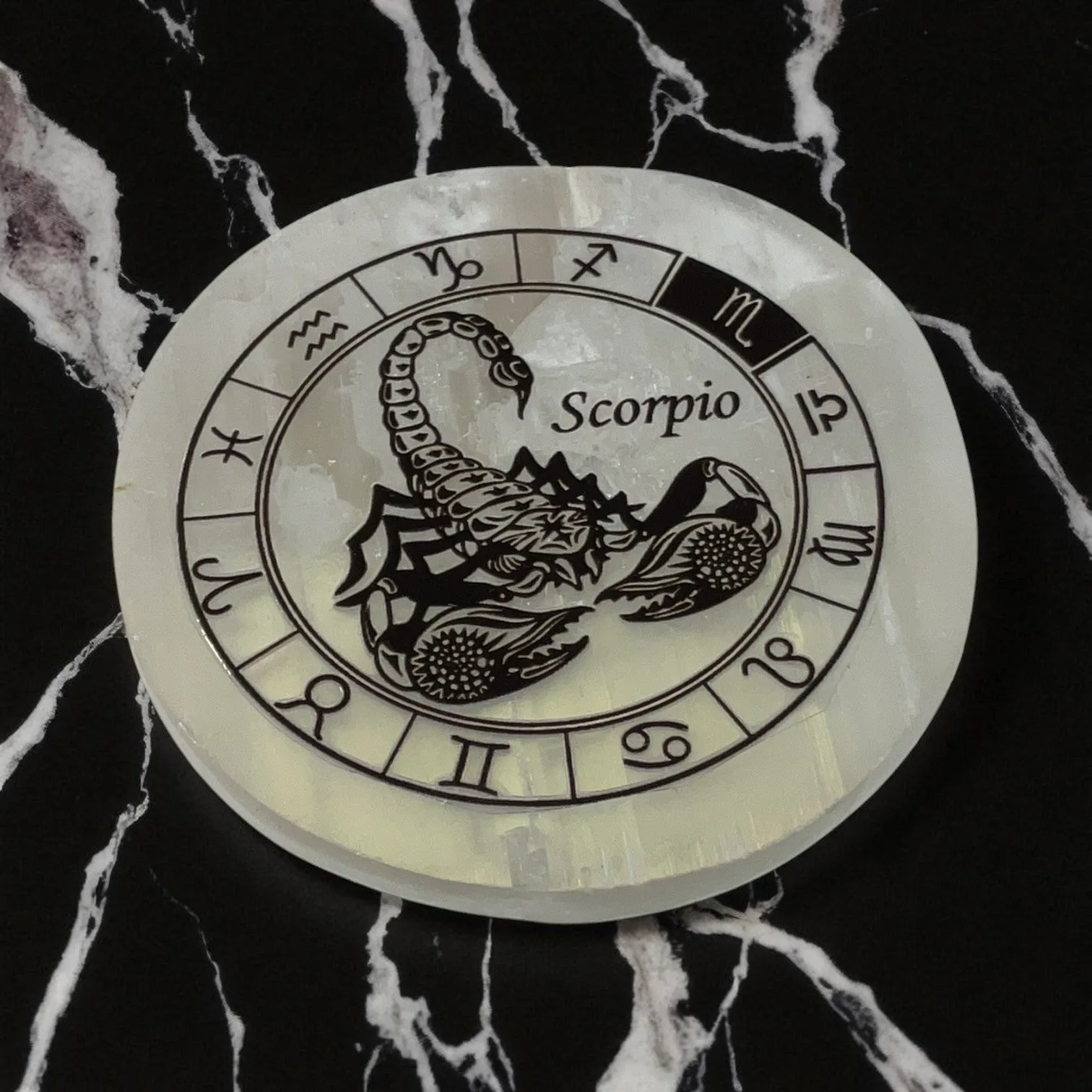 Selenite Round Charging Plate