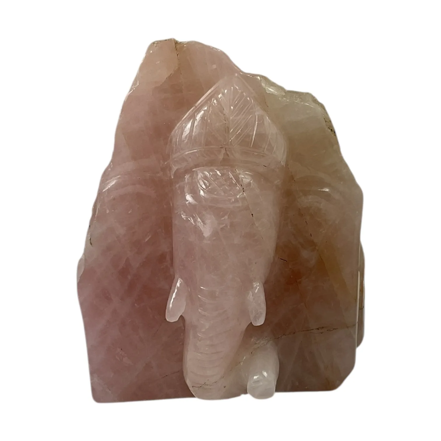 Rose Quartz Slab Ganesh Statue