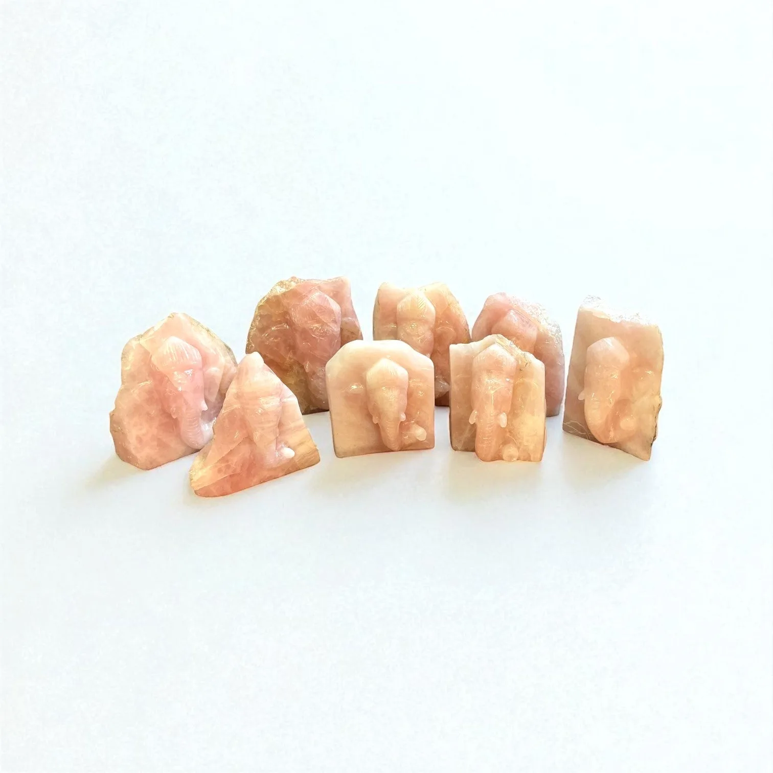 Rose Quartz Slab Ganesh Statue