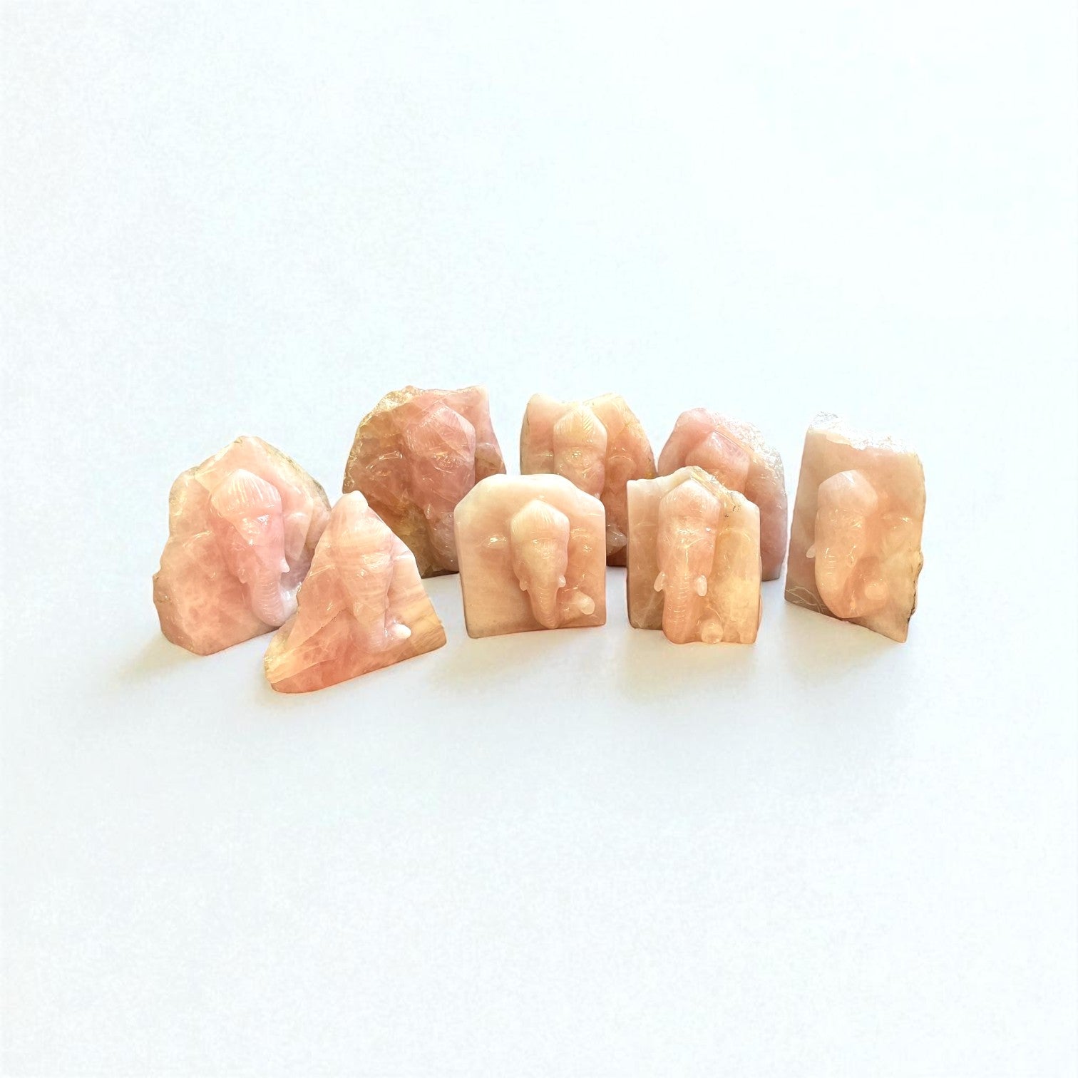 Rose Quartz Slab Ganesh Statue