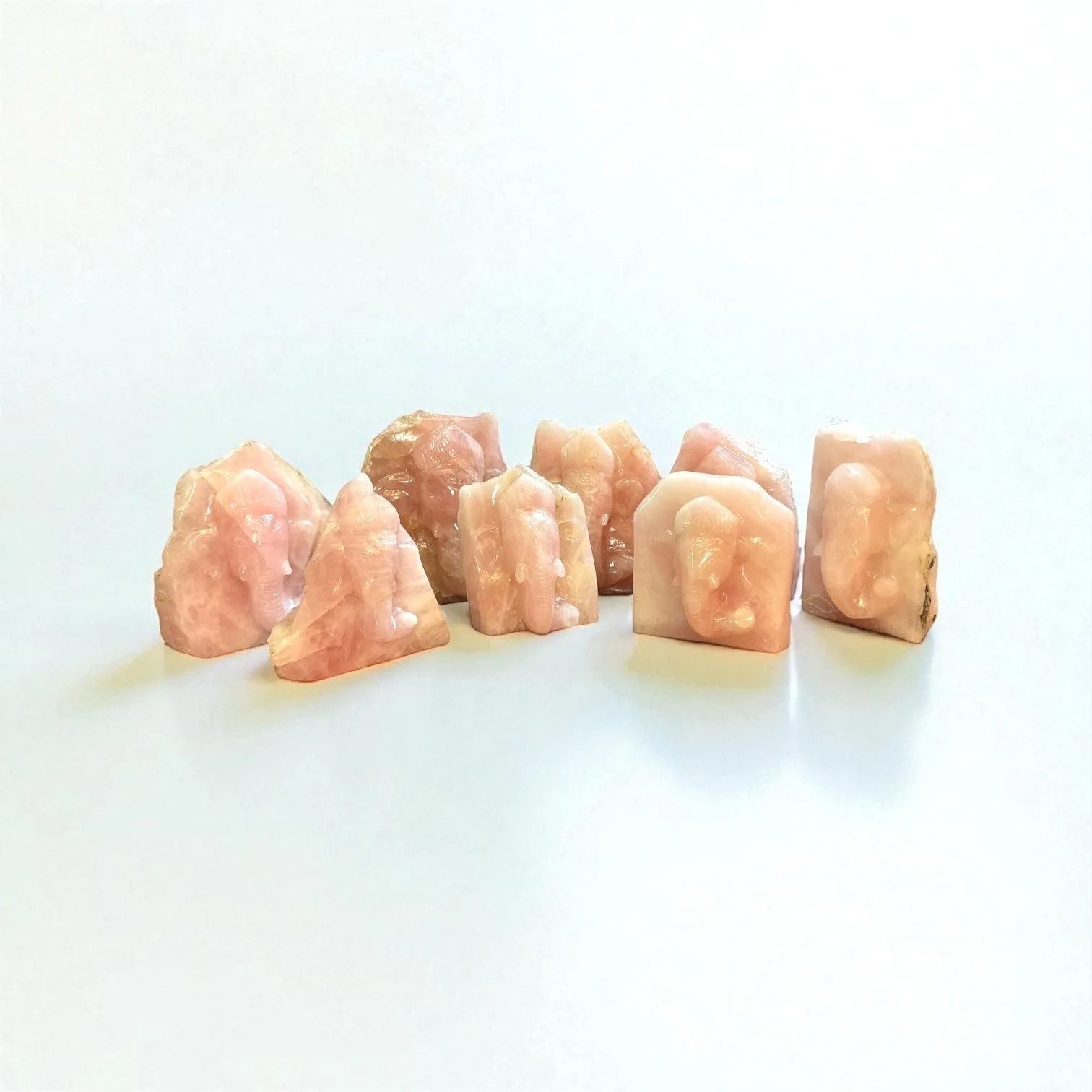 Rose Quartz Slab Ganesh Statue