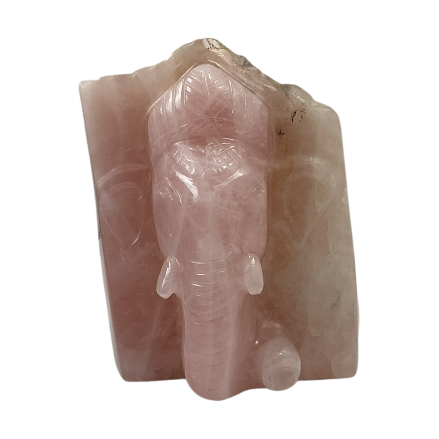 Rose Quartz Slab Ganesh Statue
