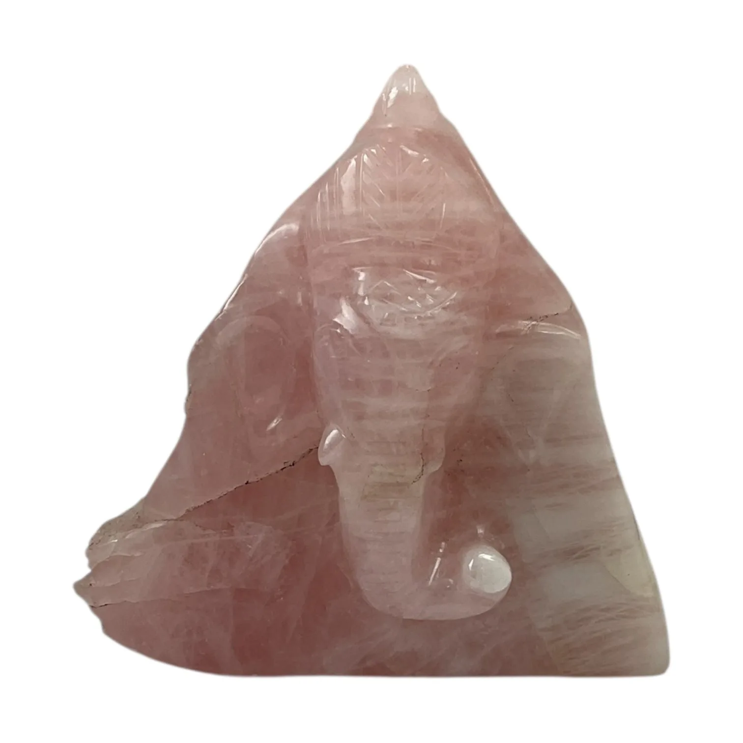 Rose Quartz Slab Ganesh Statue