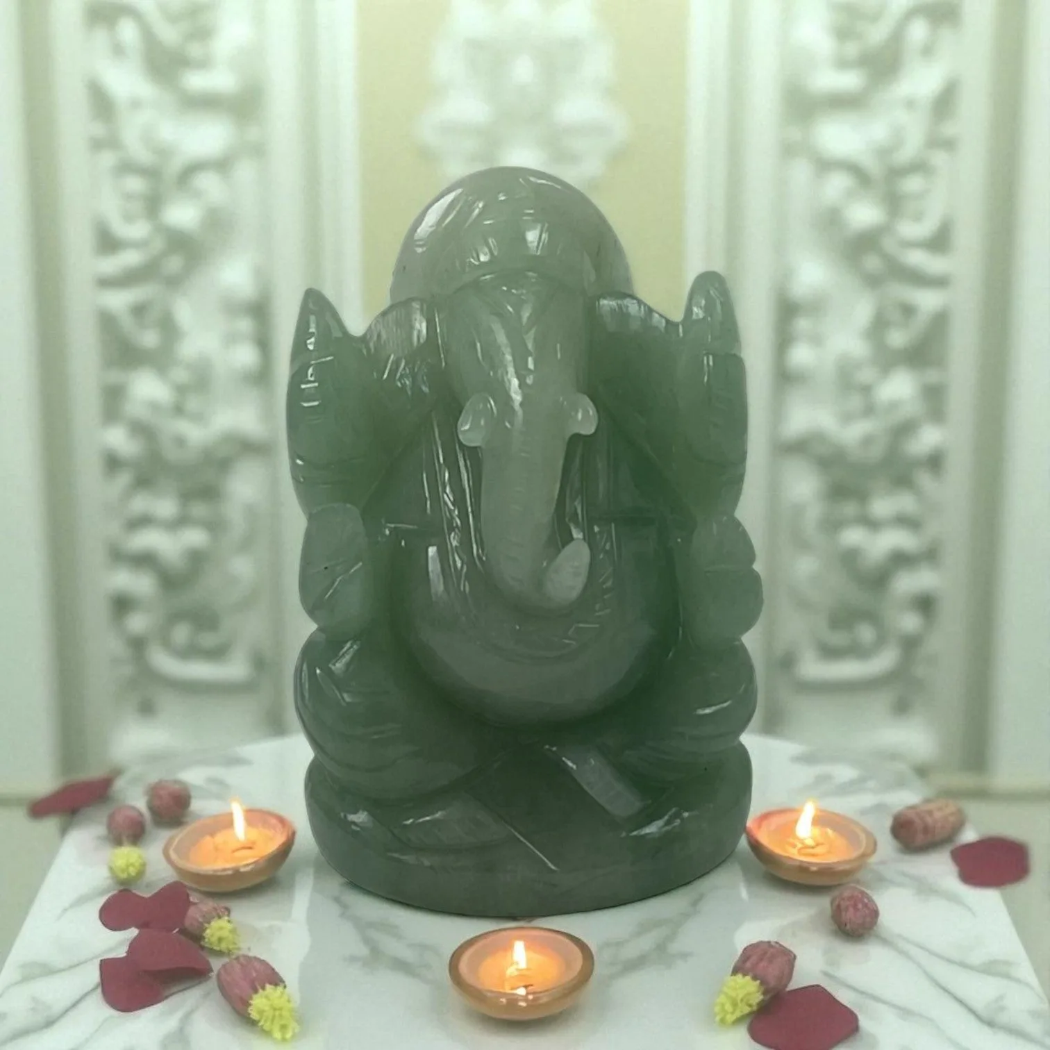 Natural Green Aventurine Lord Ganesha Idol