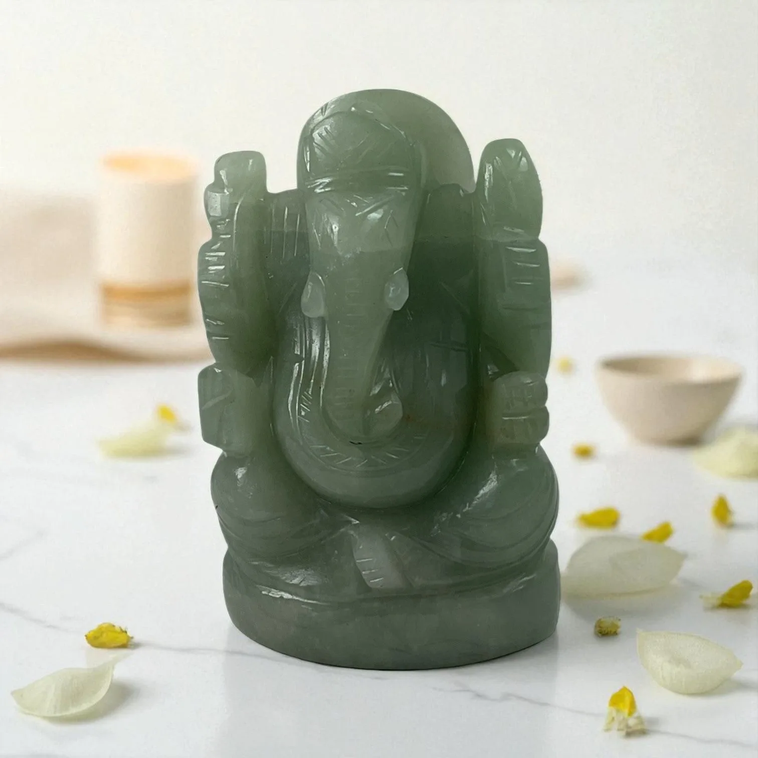 Natural Green Aventurine Lord Ganesha Idol