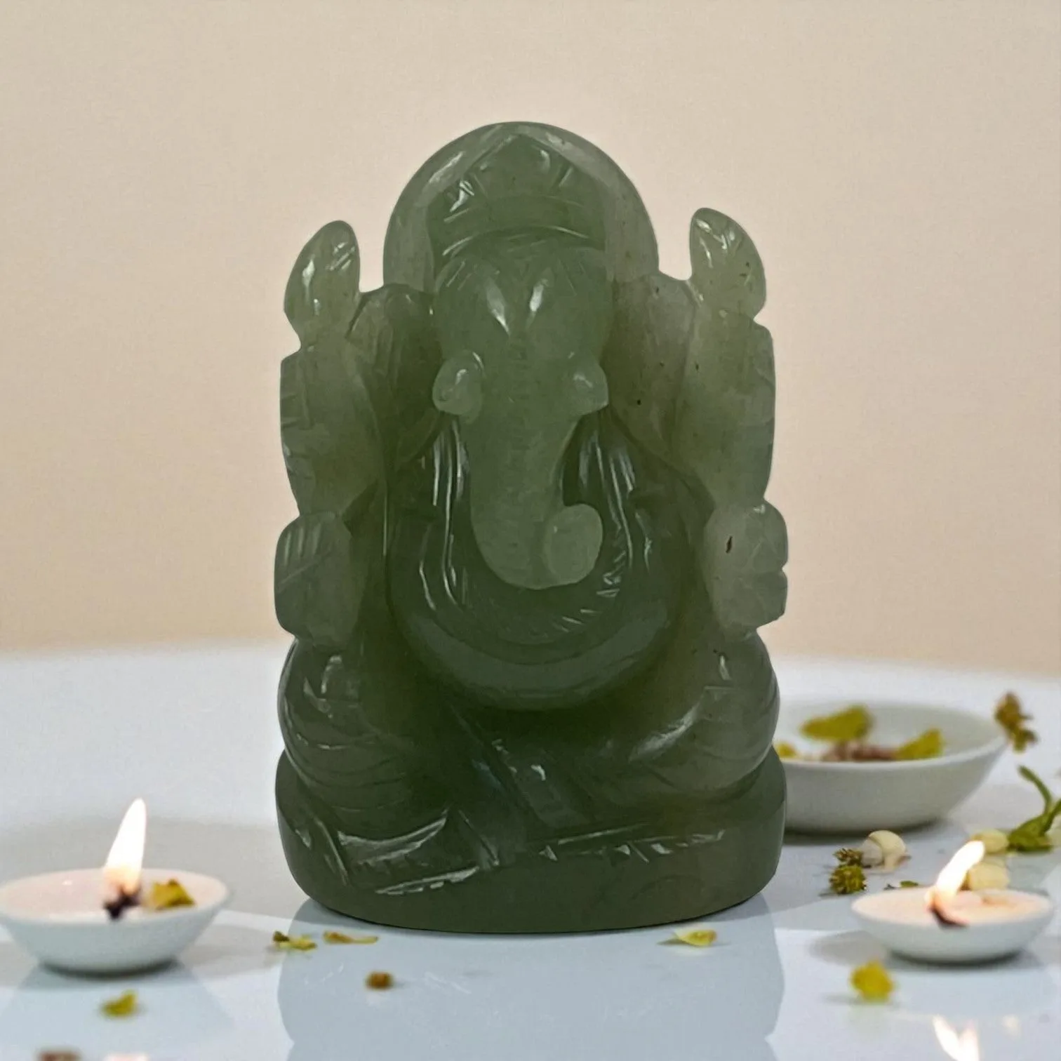 Natural Green Aventurine Lord Ganesha Idol