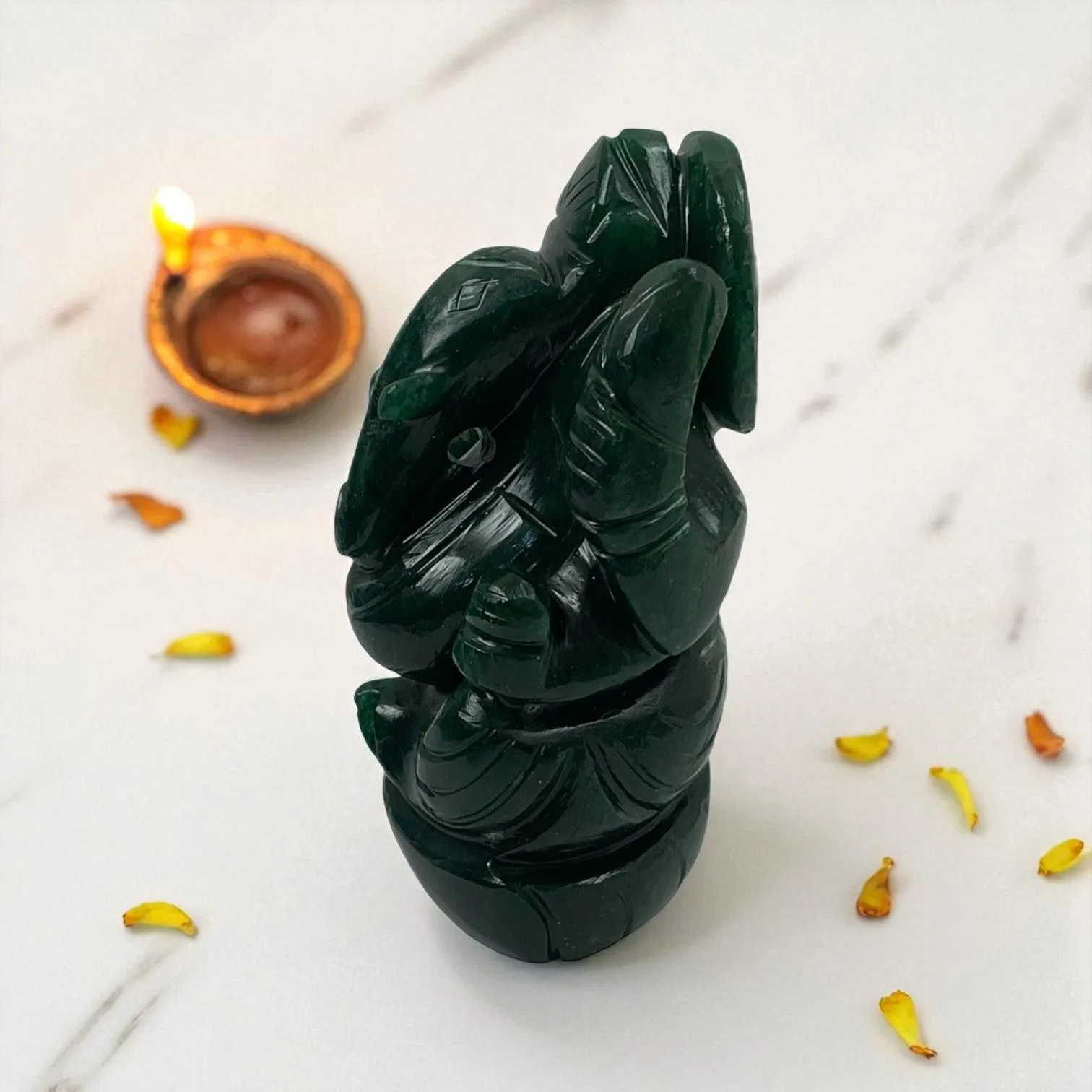 Natural Green Aventurine Lord Ganesha Idol for Wealth & Prosperity