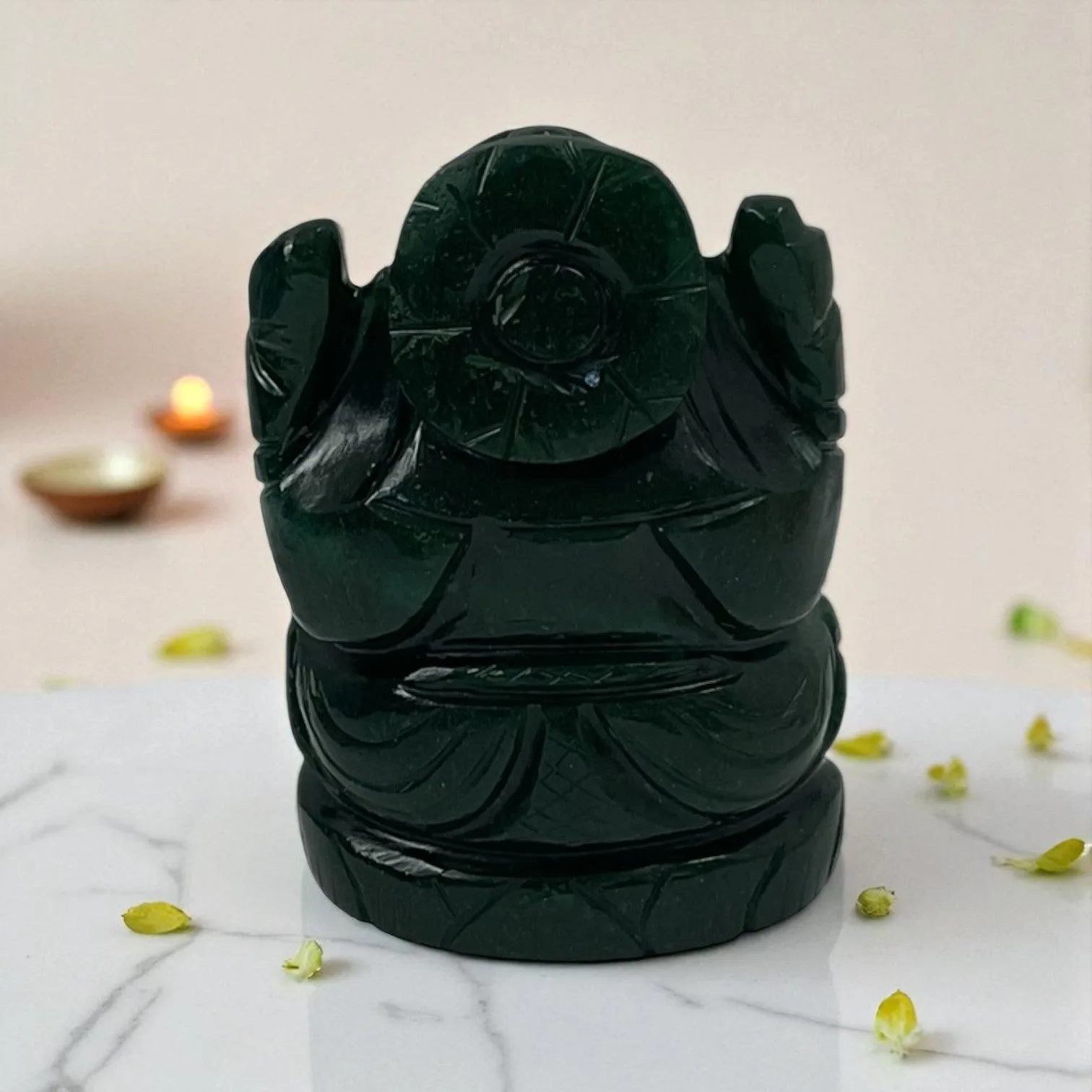 Natural Green Aventurine Lord Ganesha Idol for Wealth & Prosperity