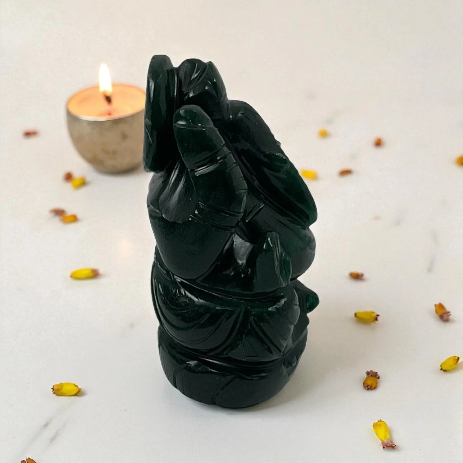 Natural Green Aventurine Lord Ganesha Idol for Wealth & Prosperity
