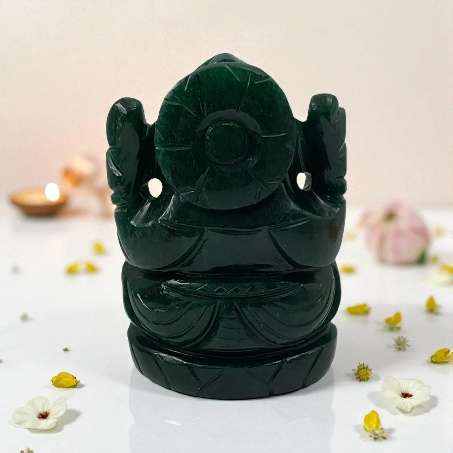 Natural Green Aventurine Lord Ganesha Idol for Wealth & Prosperity