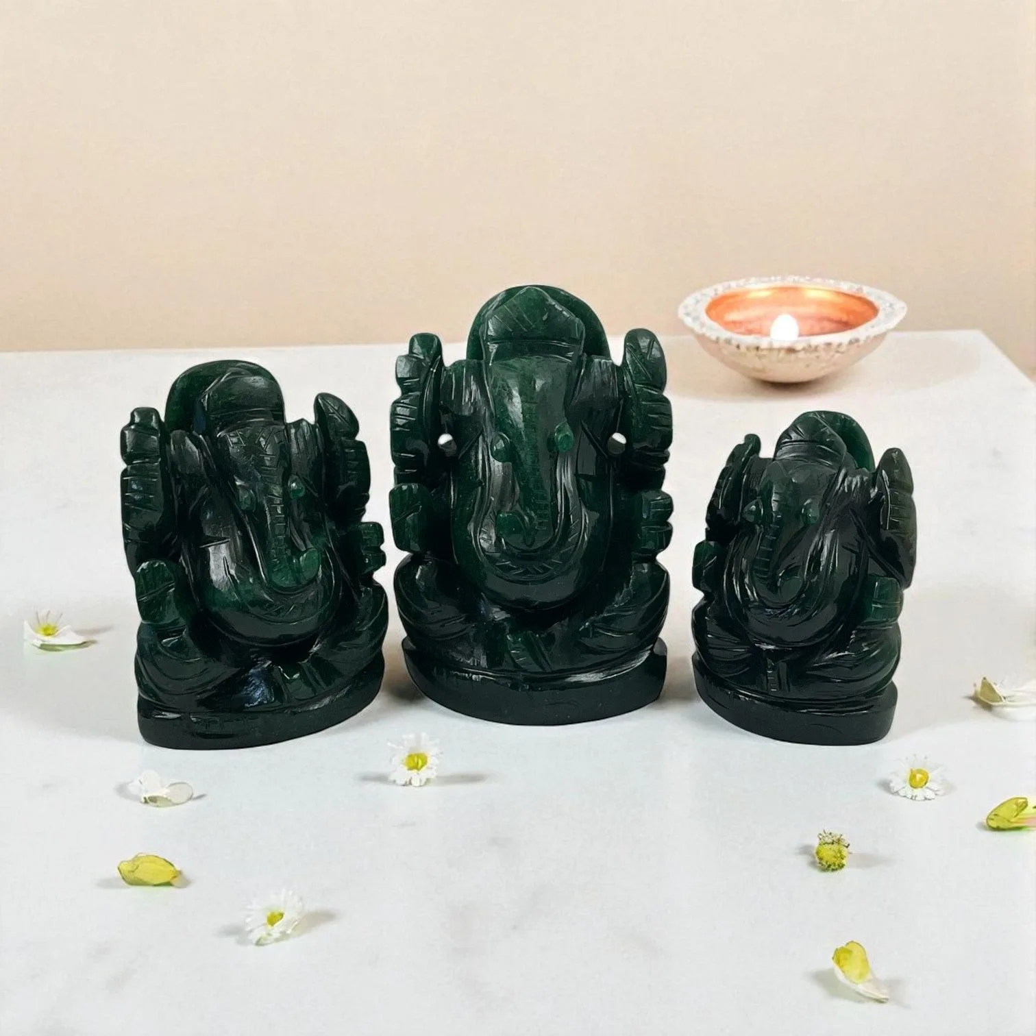Natural Green Aventurine Lord Ganesha Idol for Wealth & Prosperity