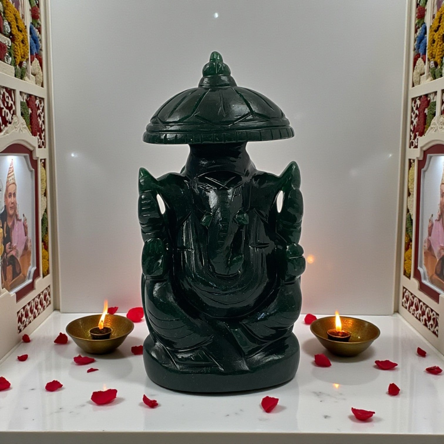 Natural Green Aventurine Lord Ganesha Idol for Wealth & Prosperity