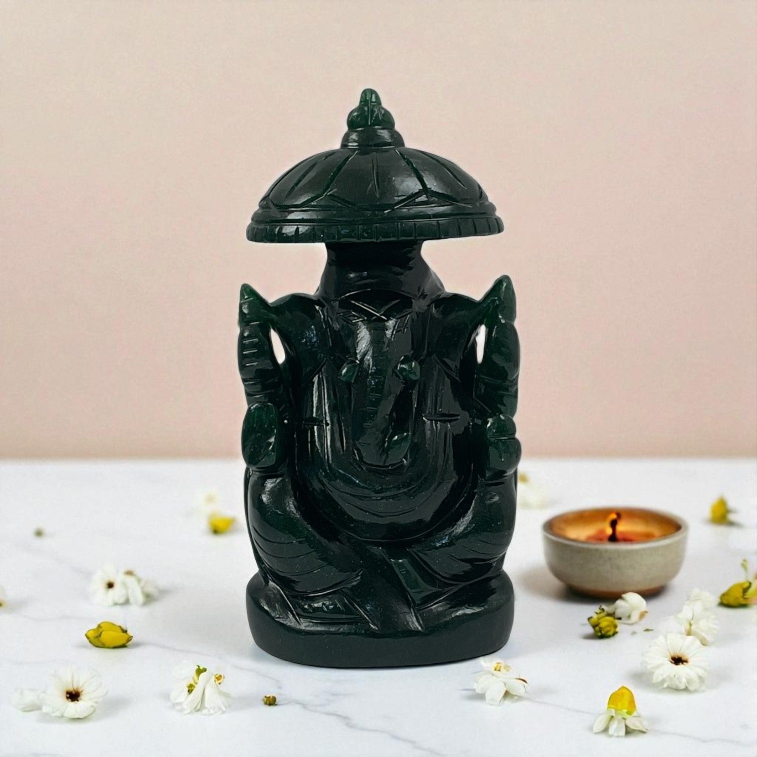 Natural Green Aventurine Lord Ganesha Idol for Wealth & Prosperity