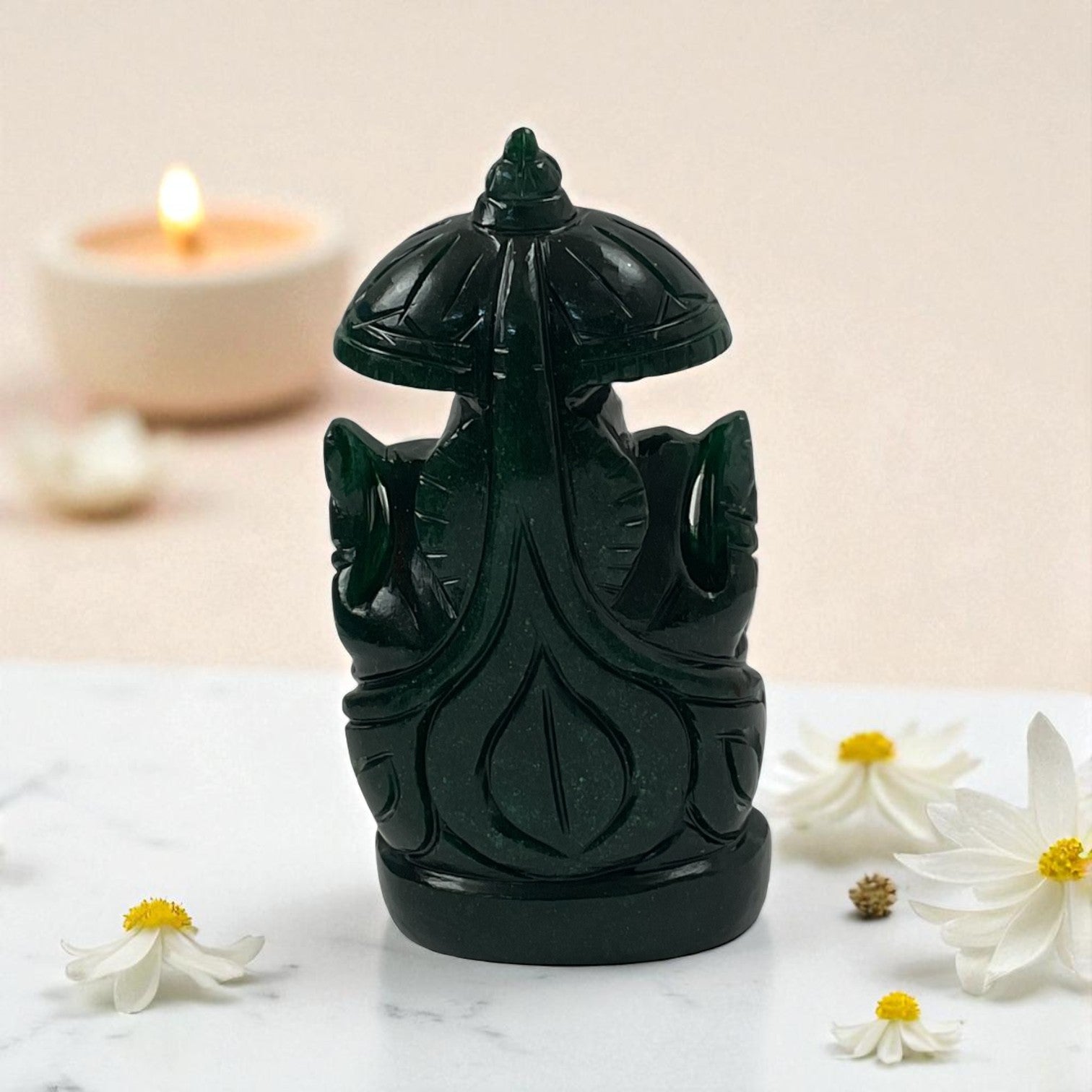 Natural Green Aventurine Lord Ganesha Idol for Wealth & Prosperity
