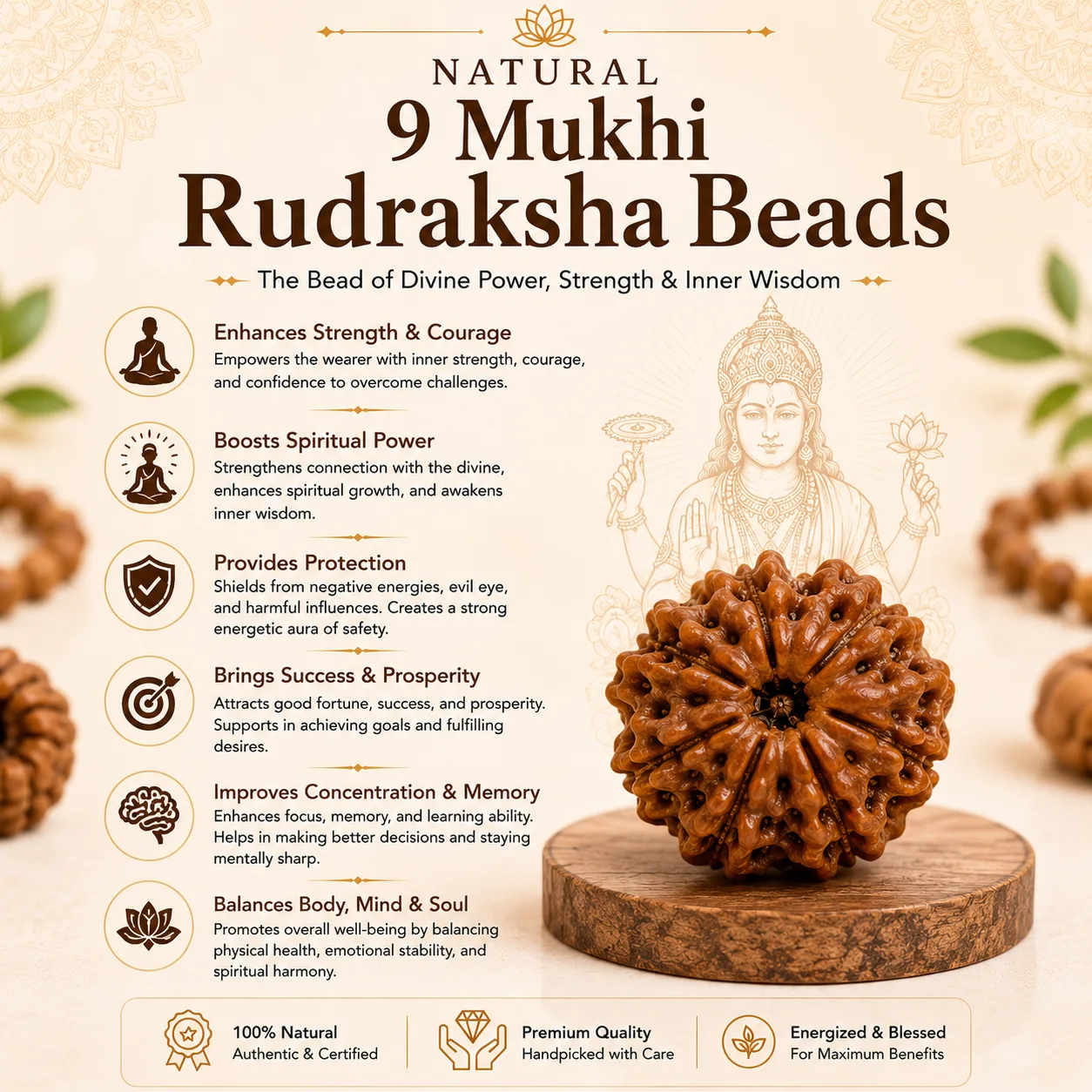 Natural 9 Mukhi Rudraksha