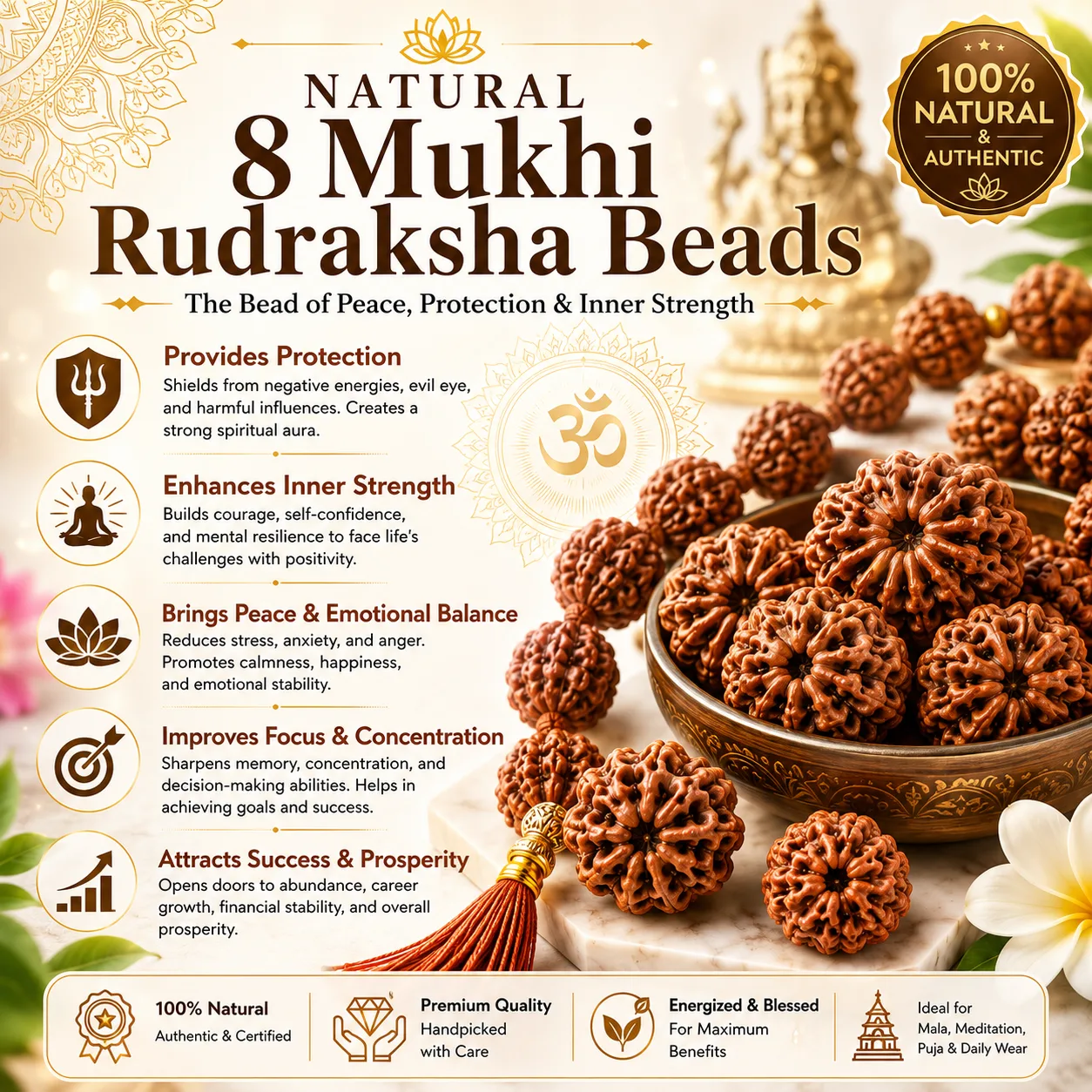 Natural 8 Mukhi Rudraksha
