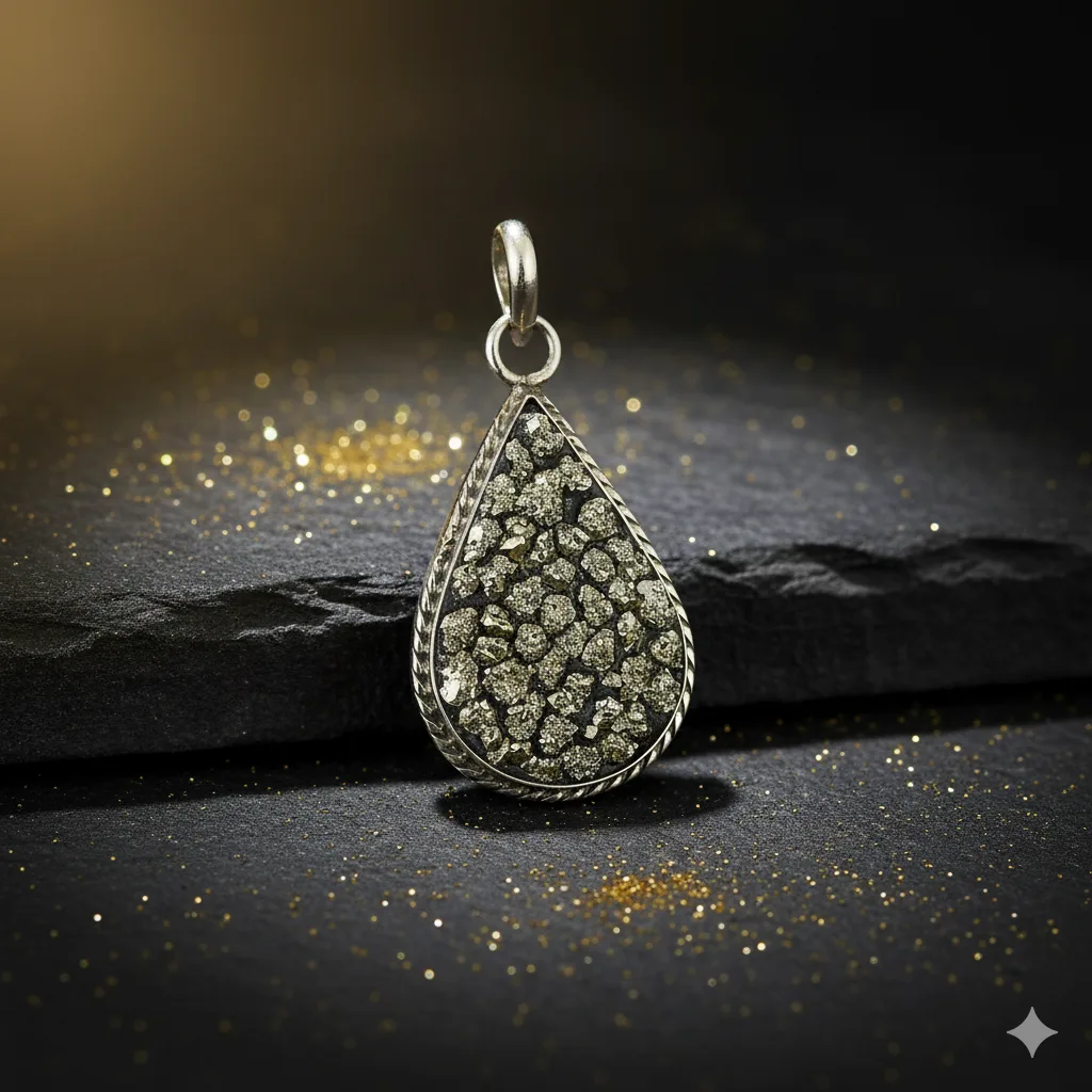 Pyrite Claster Pear Pendant