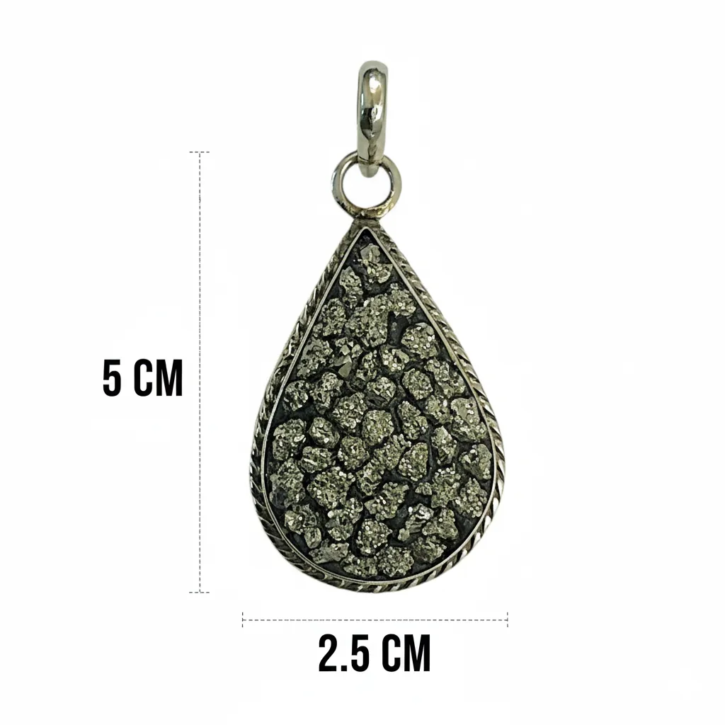 Pyrite Claster Pear Pendant