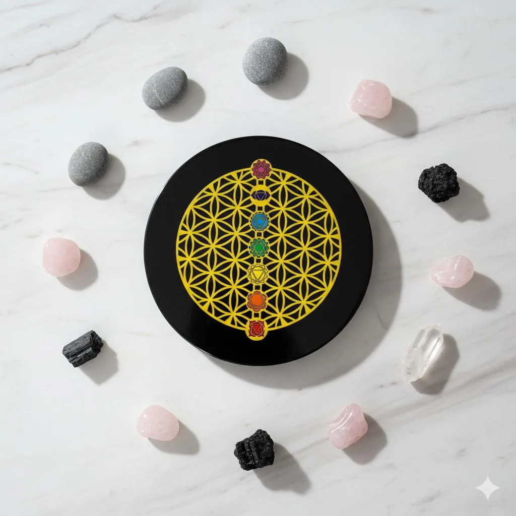 Black Agate Crystal Charging Plate