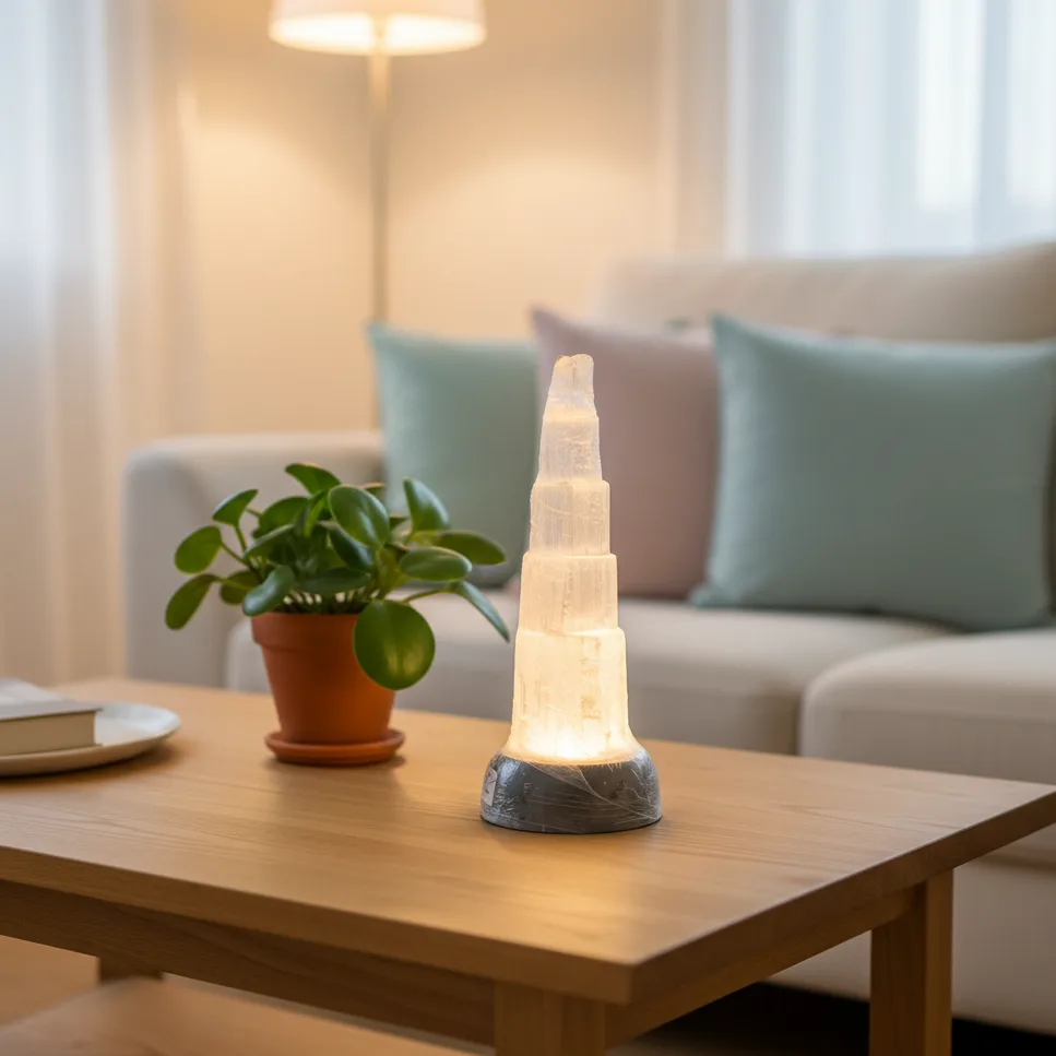 Selenite Crystal Tower Lamp