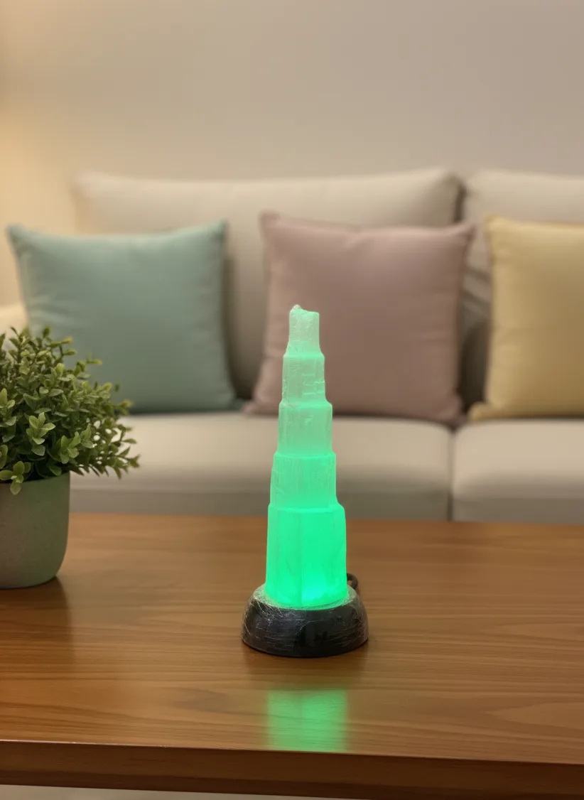 Selenite Crystal Tower Lamp