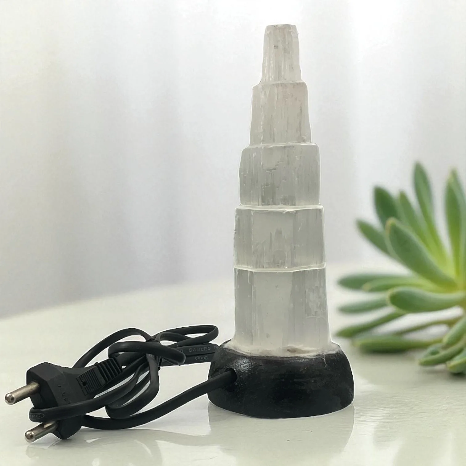 Selenite Crystal Tower Lamp