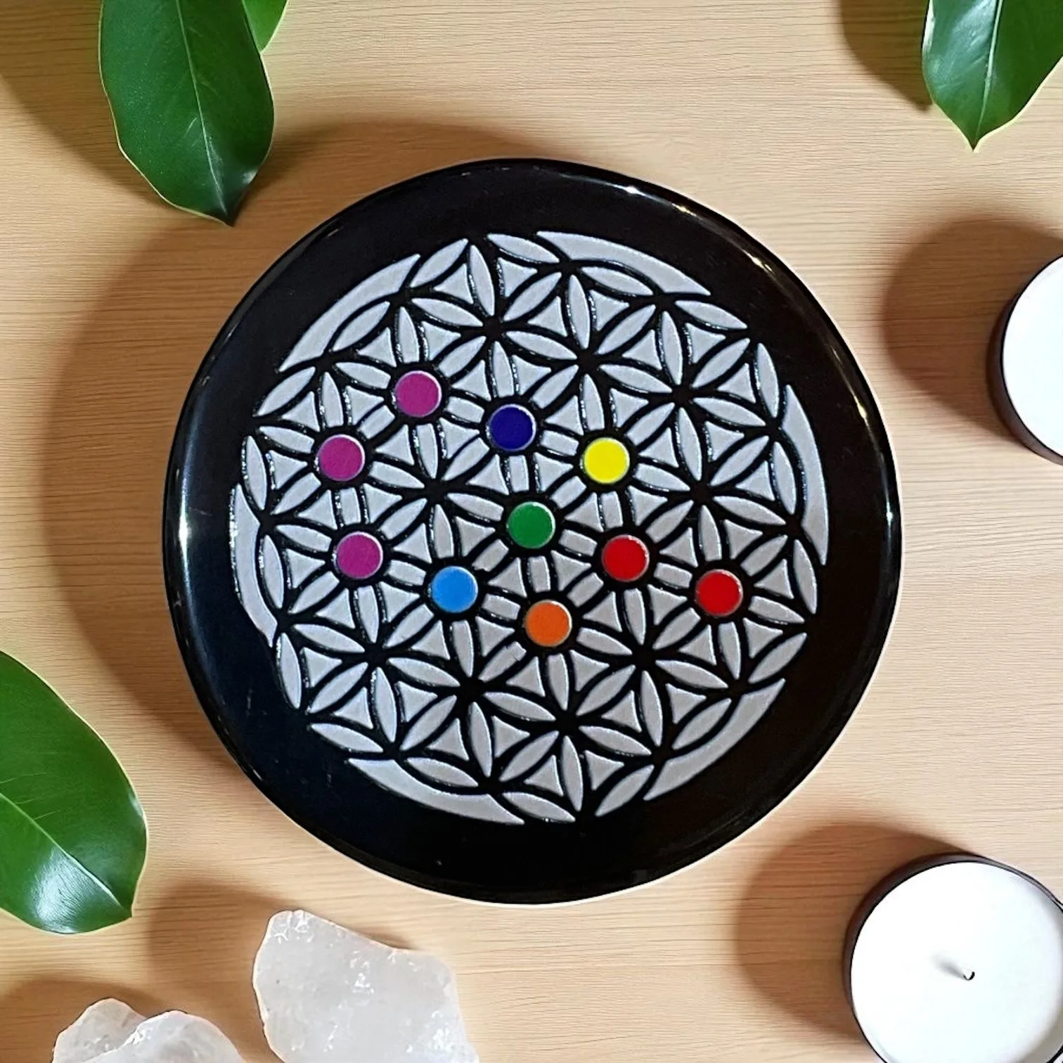 Black Agate Crystal Charging Plate