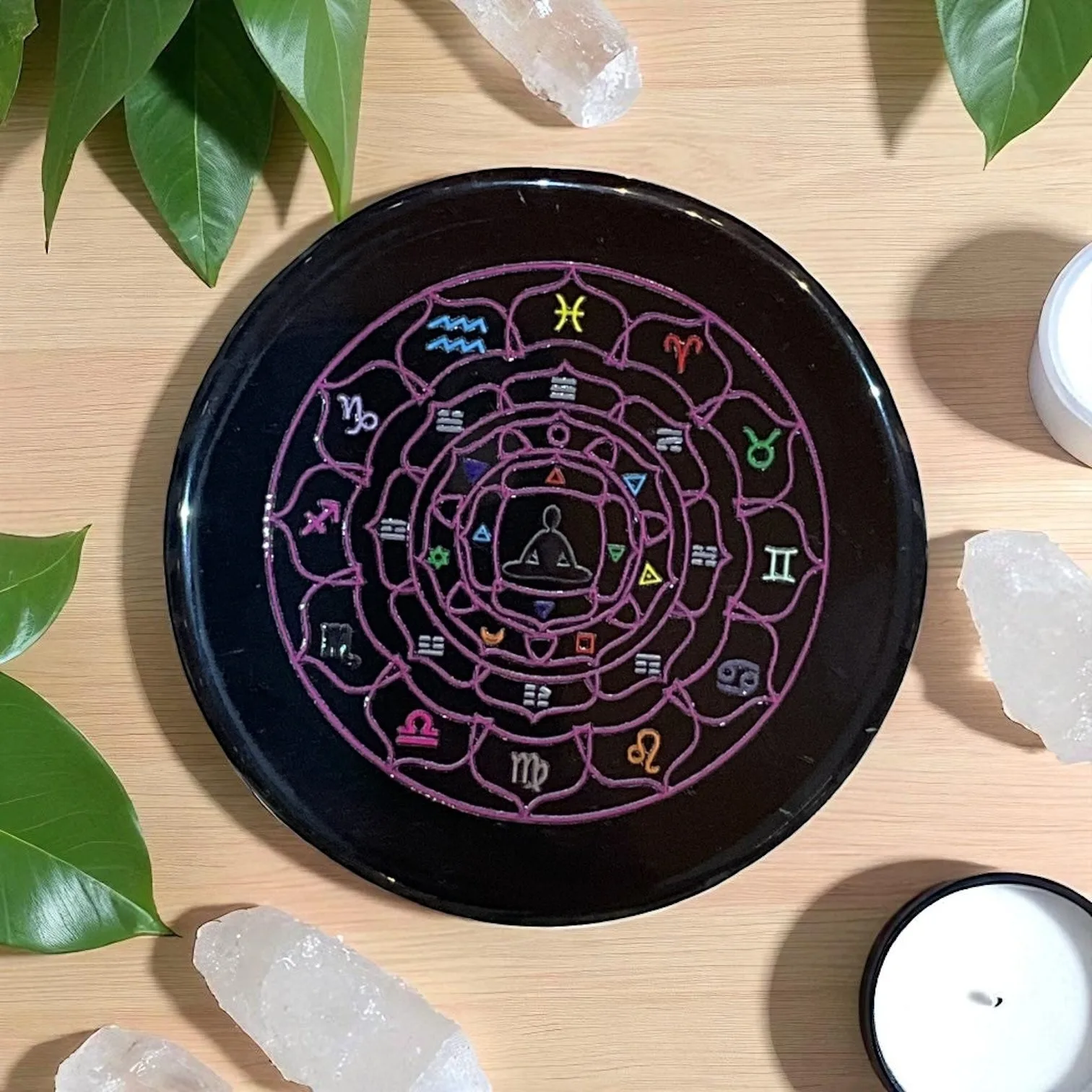 Black Agate Crystal Charging Plate