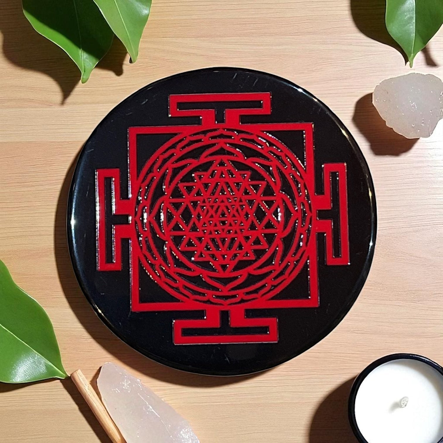 Black Agate Crystal Charging Plate