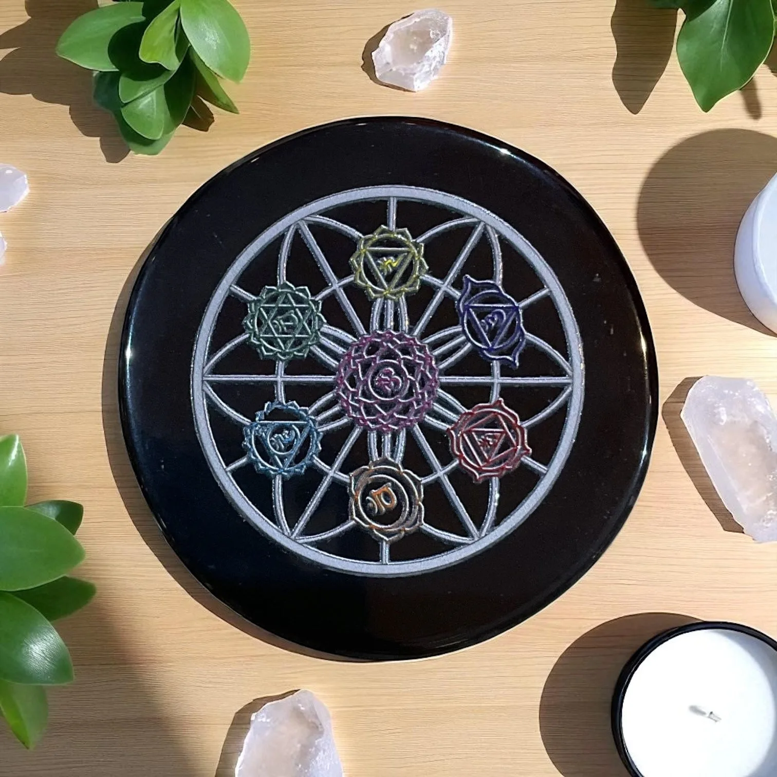 Black Agate Crystal Charging Plate