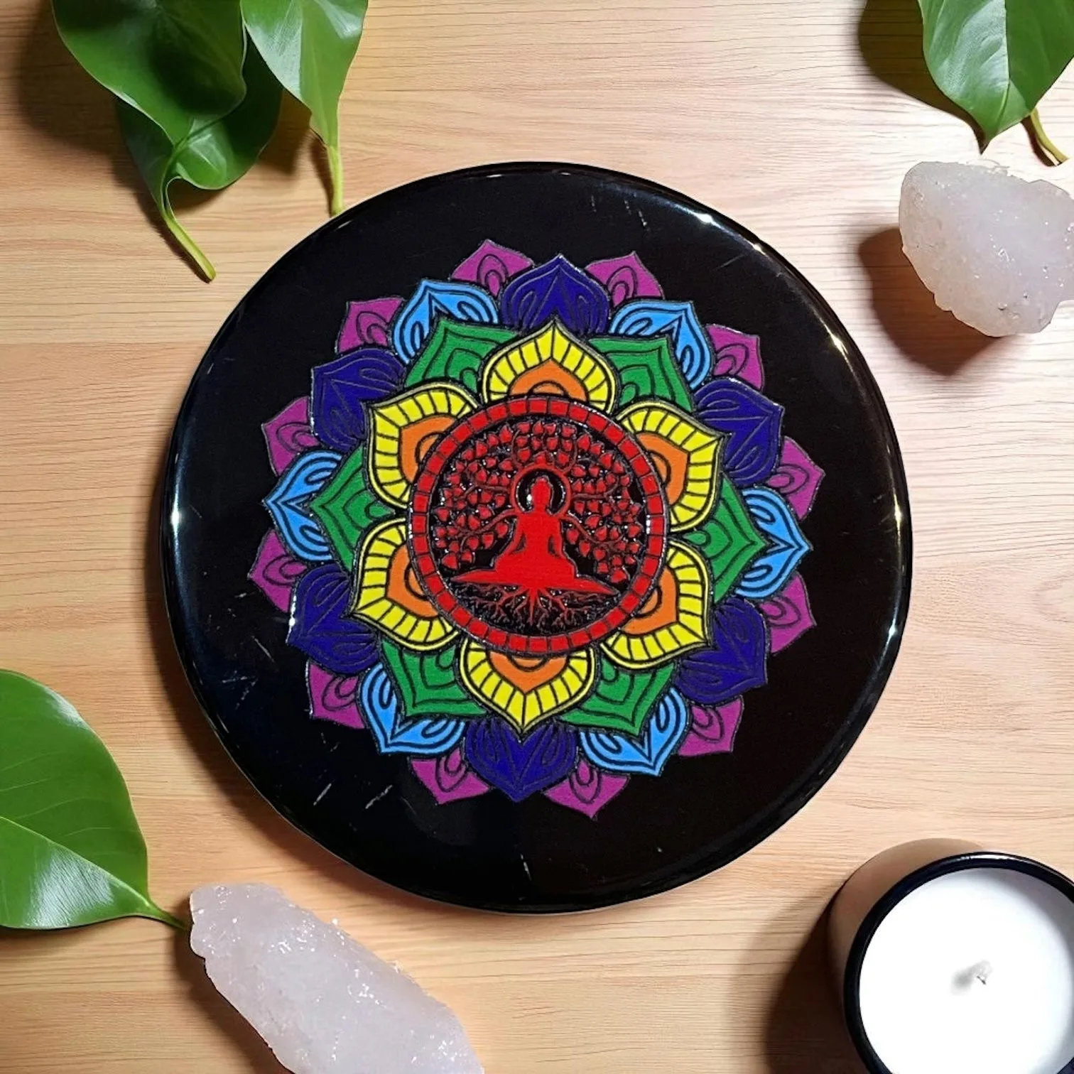 Black Agate Crystal Charging Plate