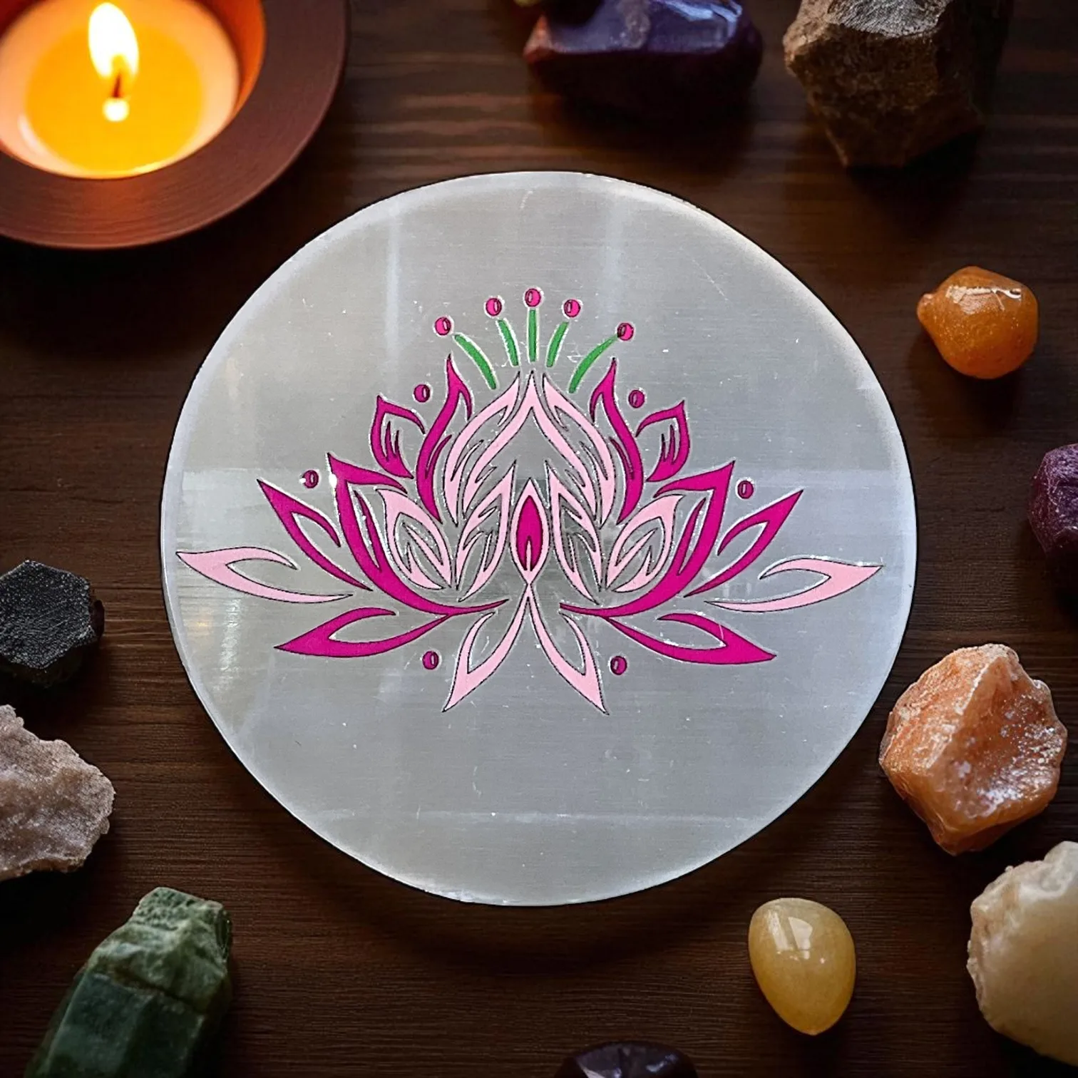 Selenite Round Charging Plate