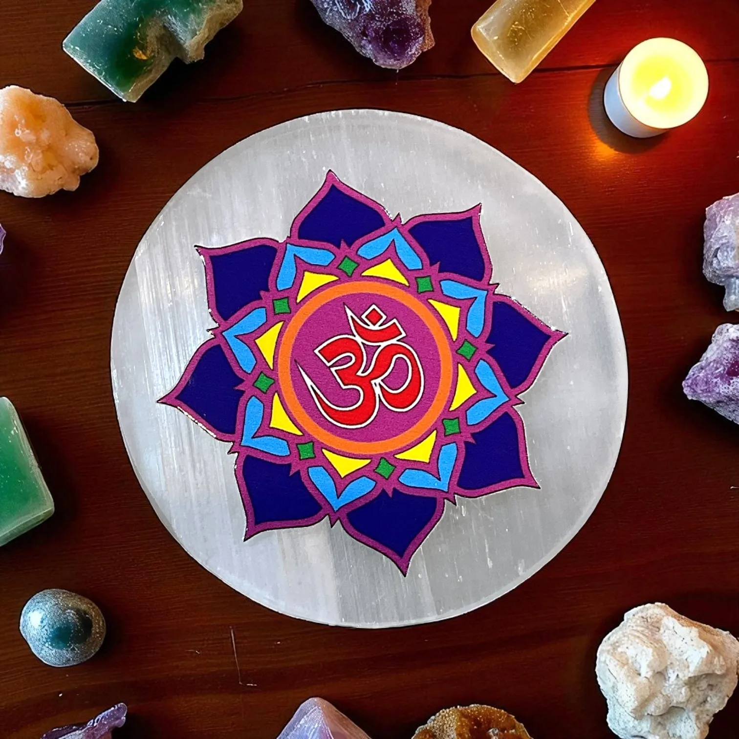 Selenite Round Charging Plate