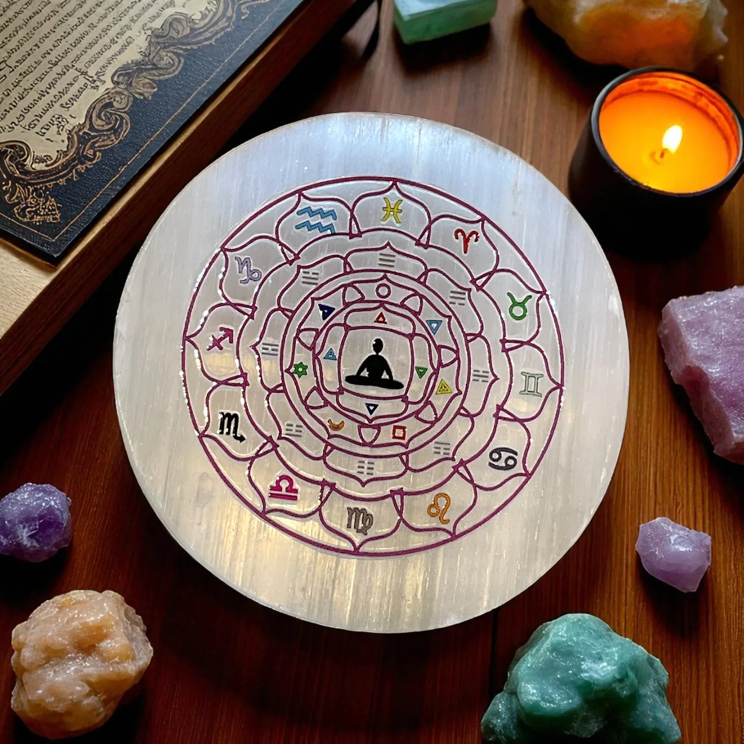 Selenite Round Charging Plate