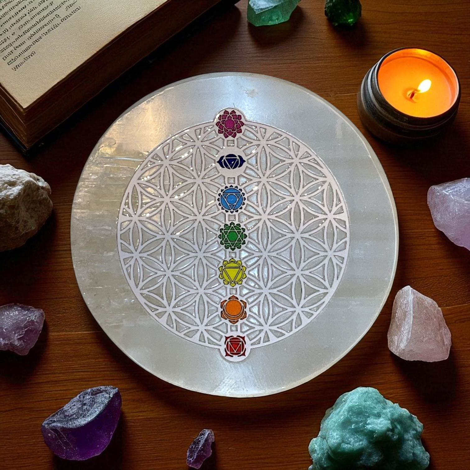 Selenite Round Charging Plate