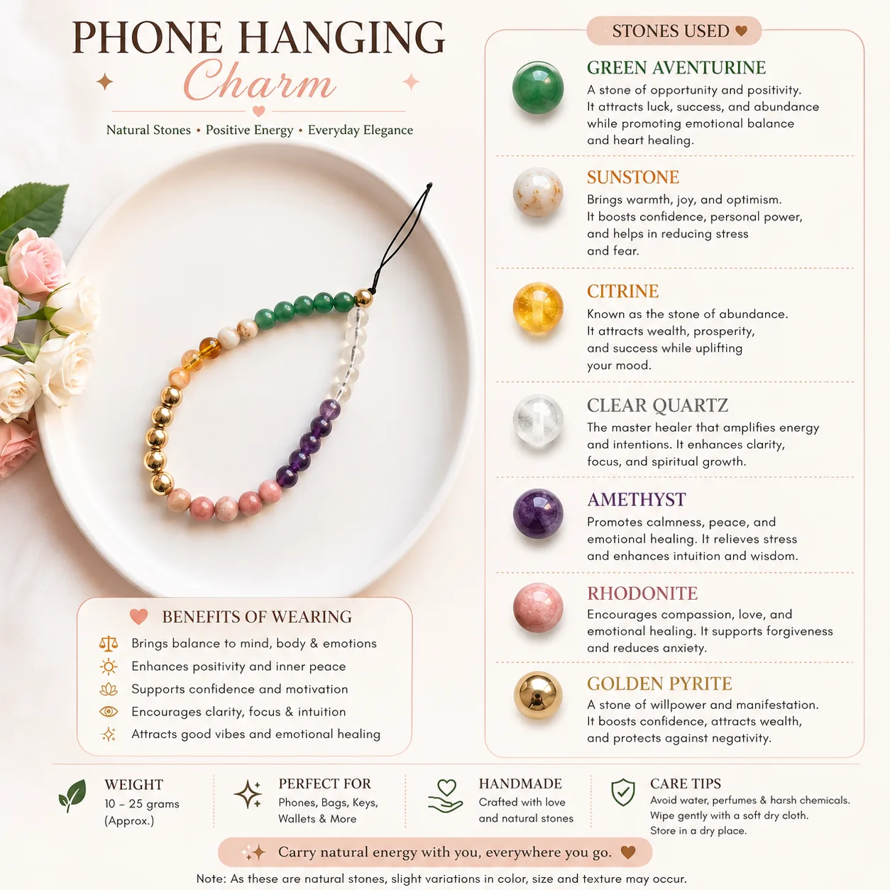 Prosperity & Positivity Crystal Phone Charm