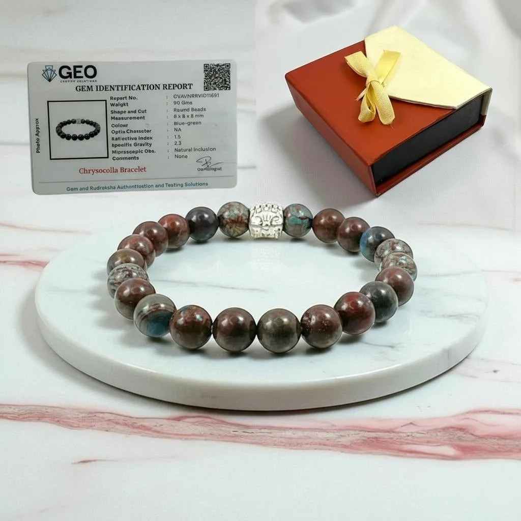 Chrysocolla Communication & Healing Bracelet ( 8 mm Beads )
