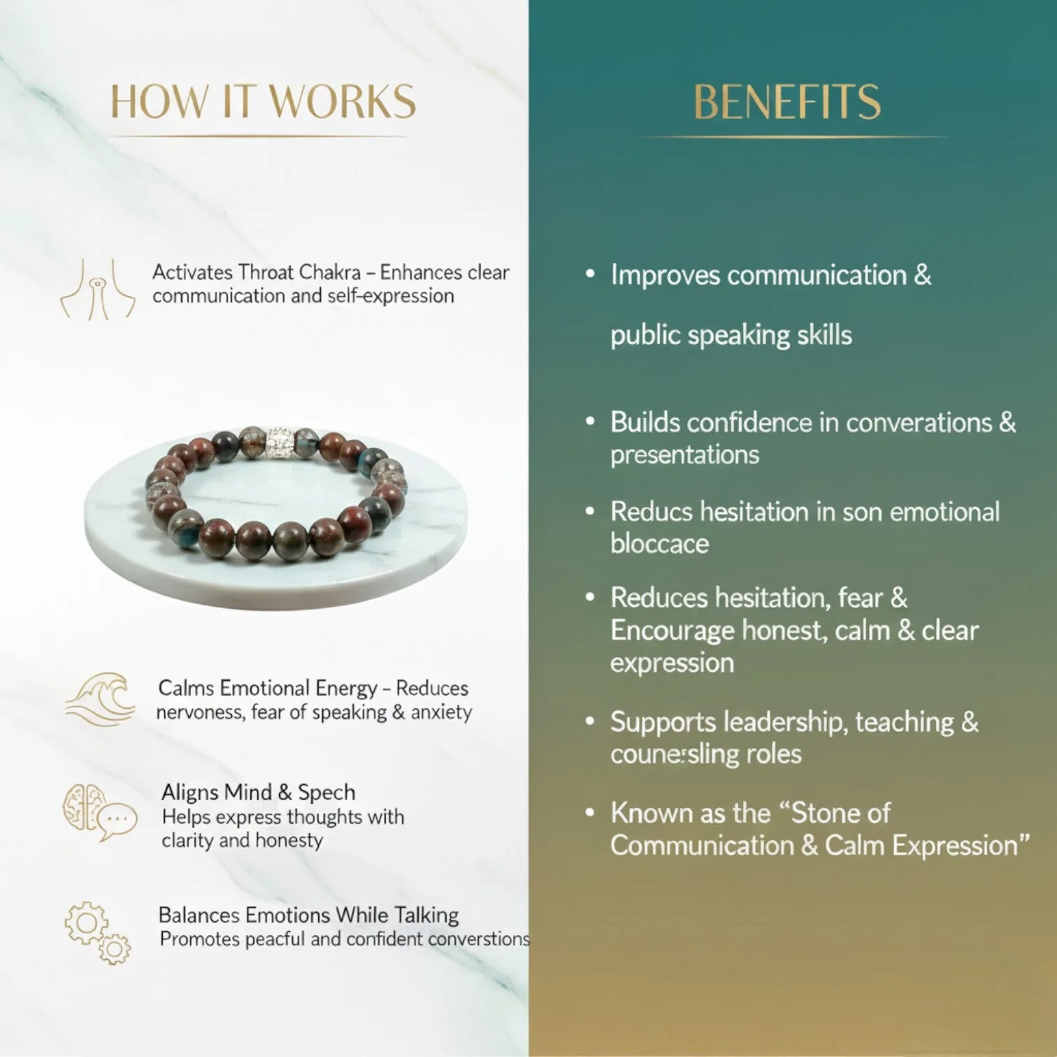 Chrysocolla Communication & Healing Bracelet ( 8 mm Beads )