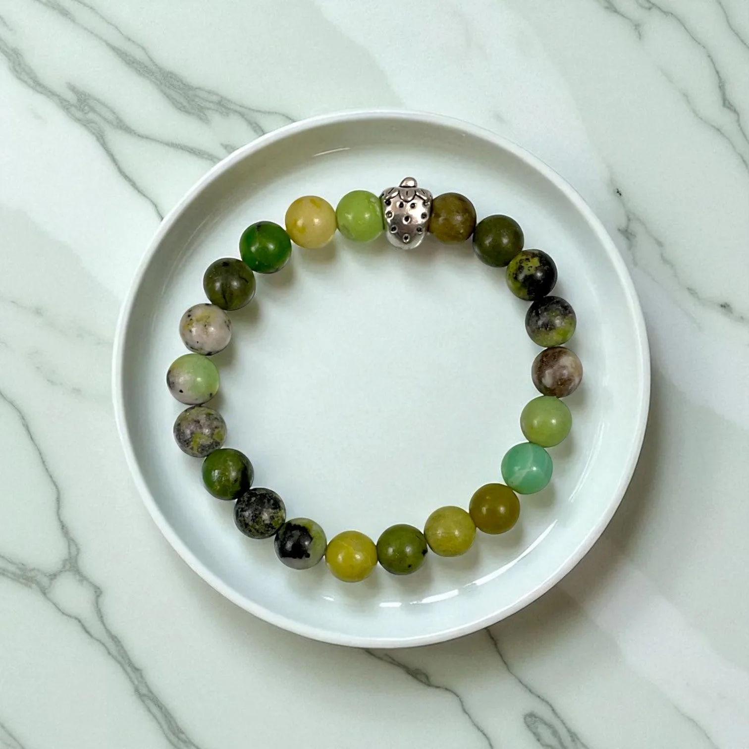 Chrysoprase Heart Chakra Healing Crystal Bracelet ( 8 mm Beads )