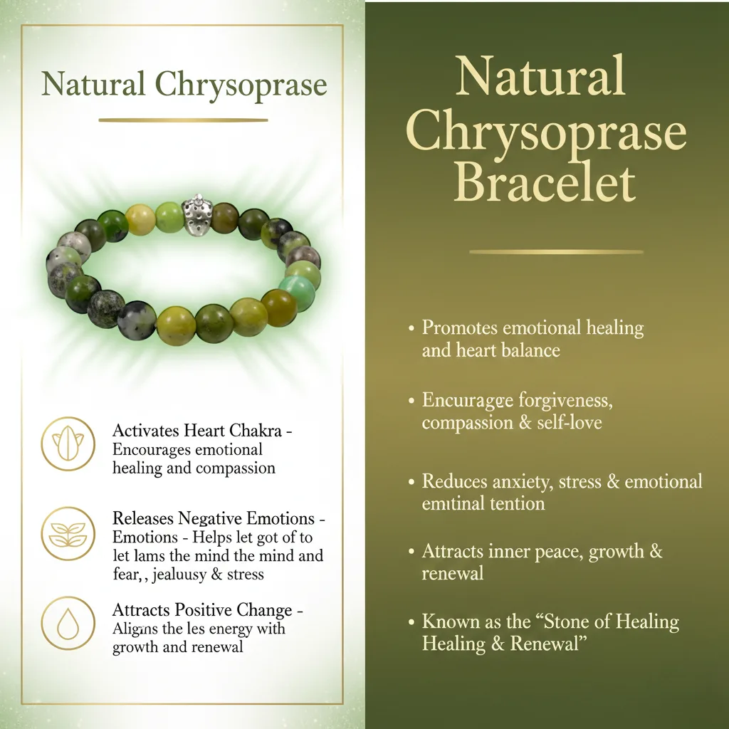 Chrysoprase Heart Chakra Healing Crystal Bracelet ( 8 mm Beads )