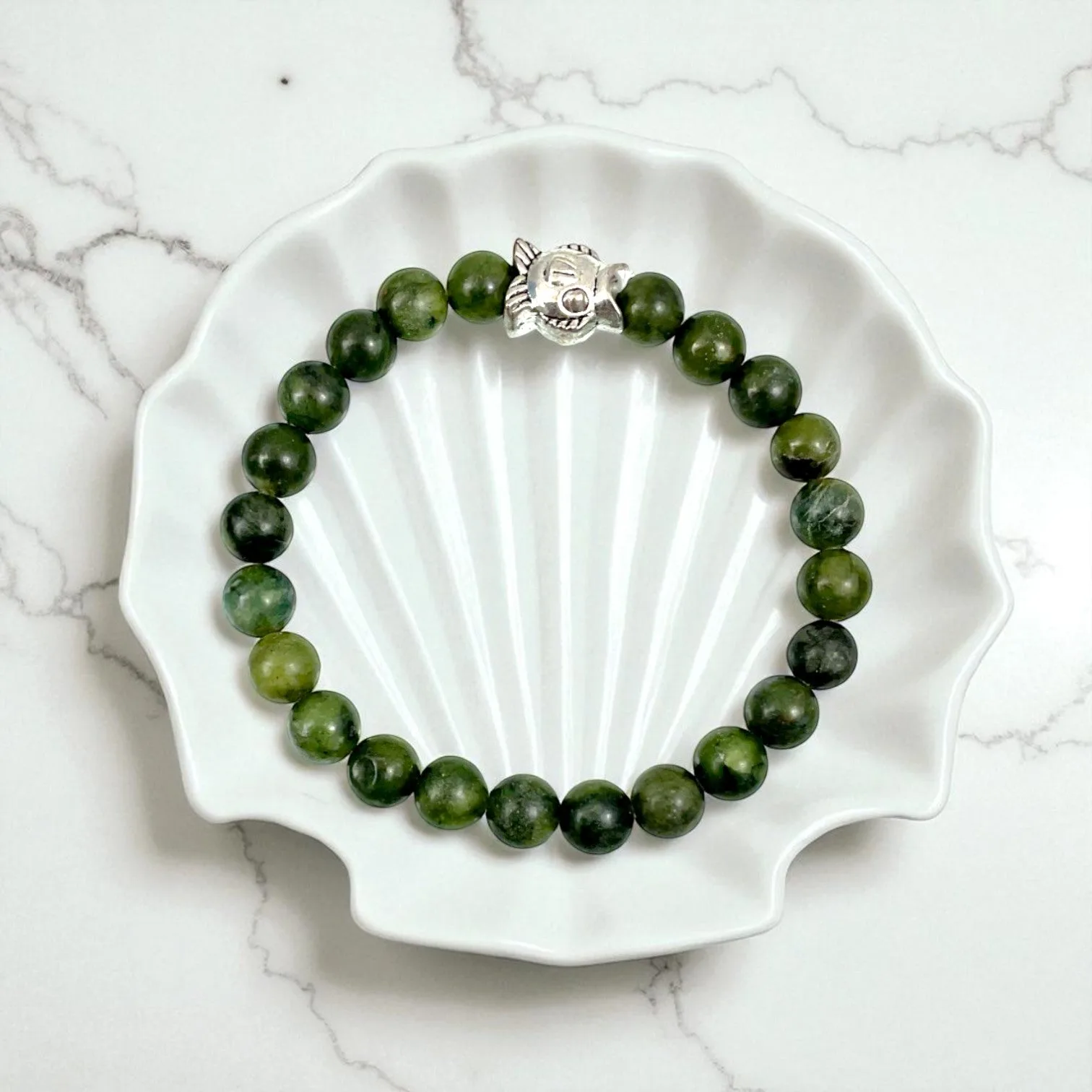 Green Jade Prosperity Bracelet ( 8 mm Beads )