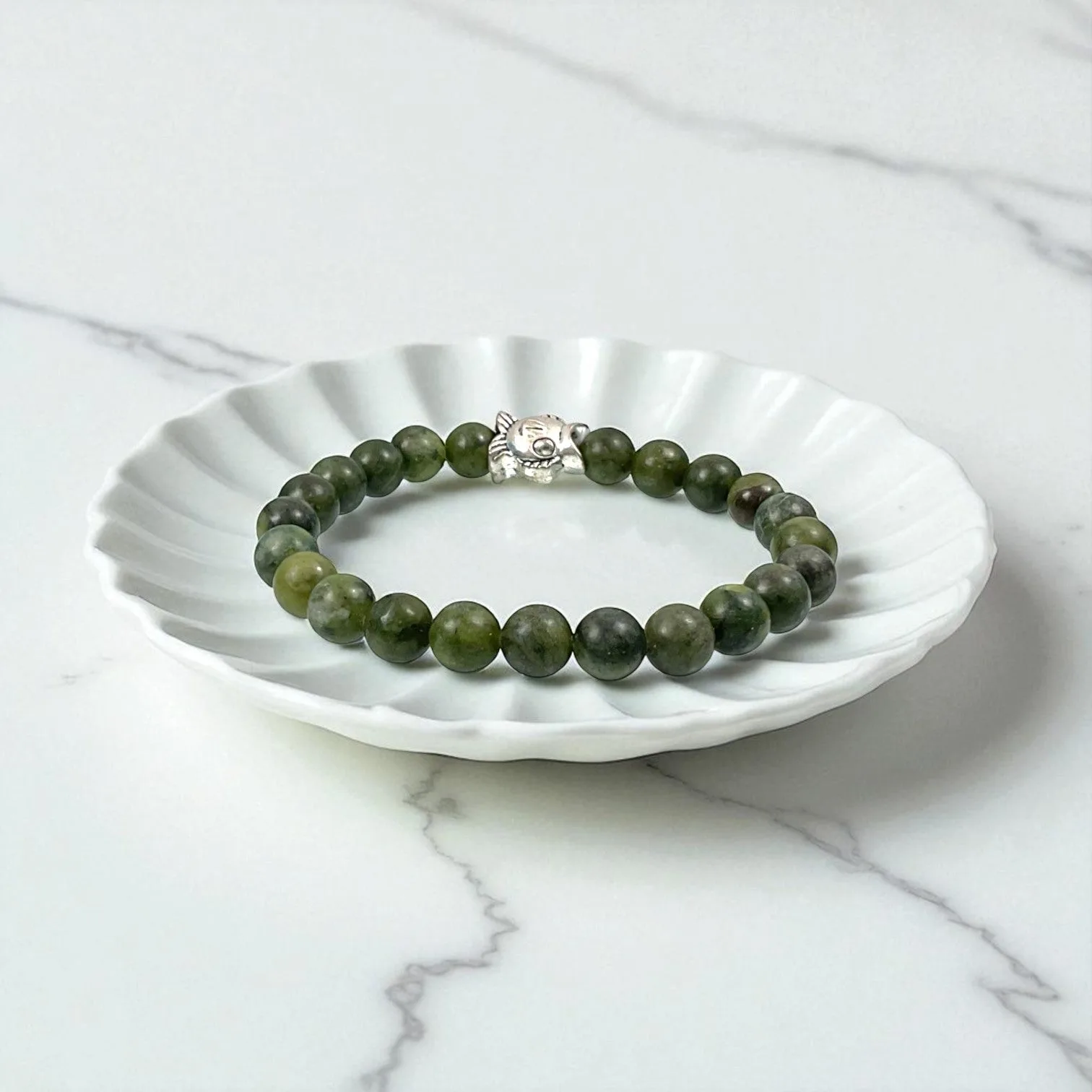 Green Jade Prosperity Bracelet ( 8 mm Beads )