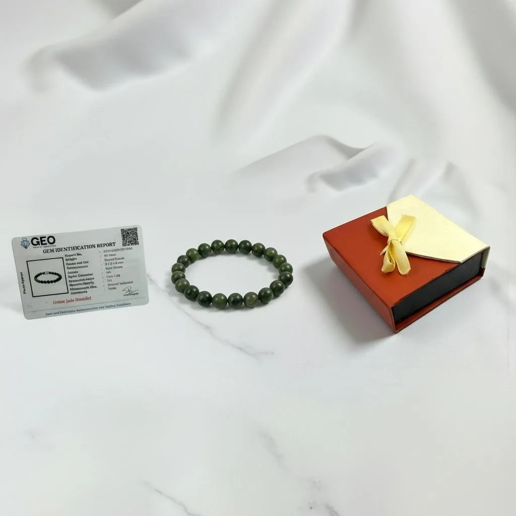 Green Jade Prosperity Bracelet ( 8 mm Beads )