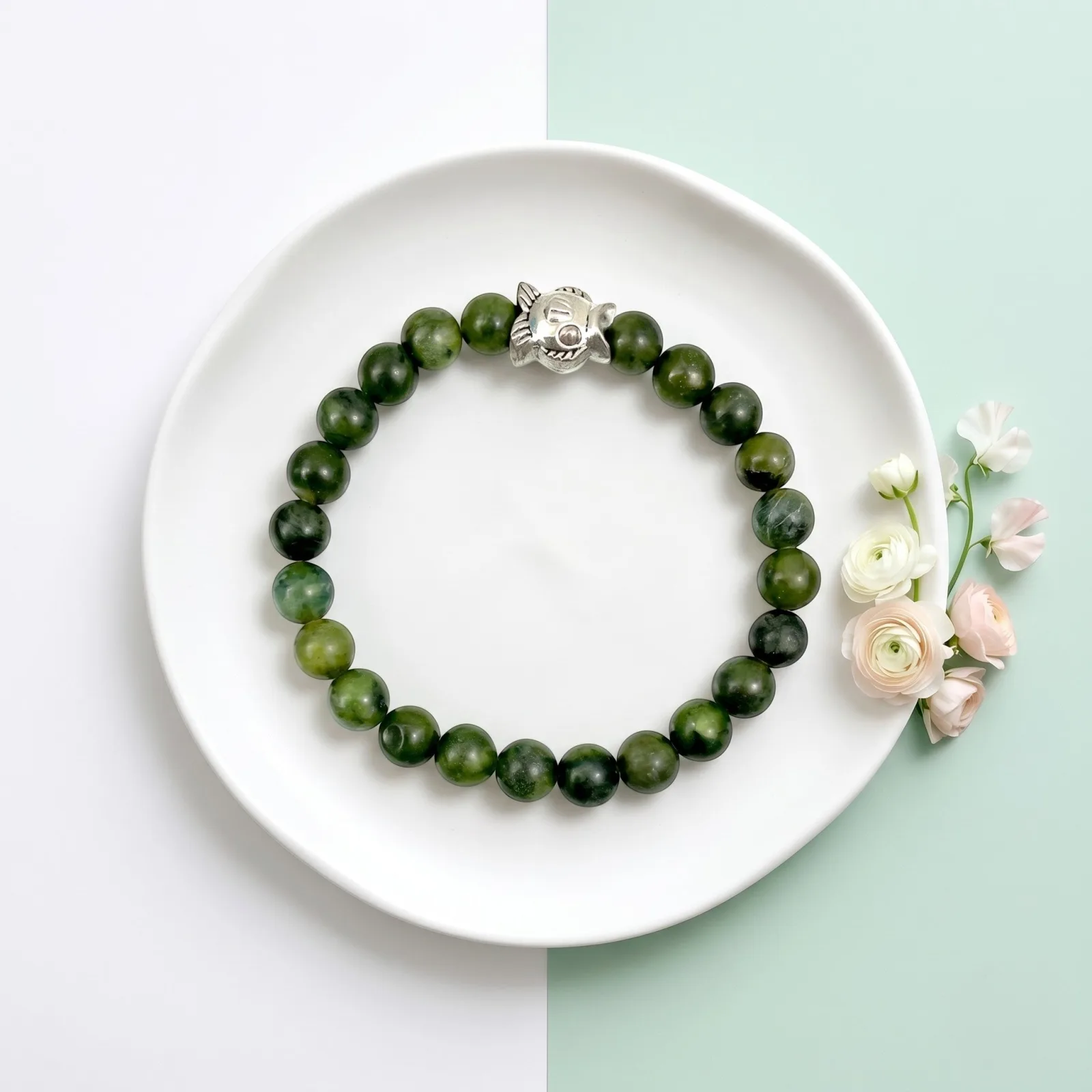 Green Jade Prosperity Bracelet ( 8 mm Beads )