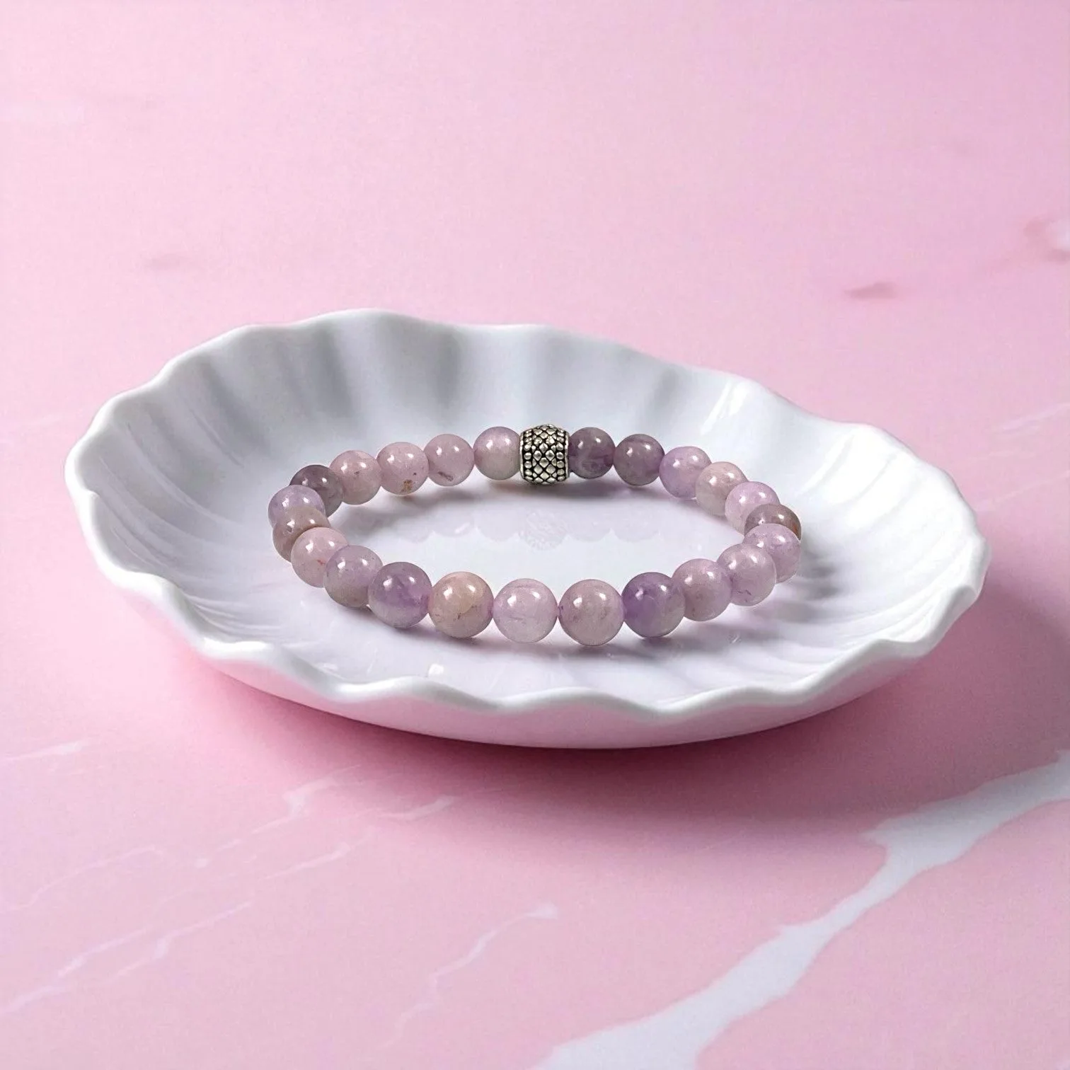 Natural Kunzite Crystal Healing Bracelet ( 8 mm Beads )