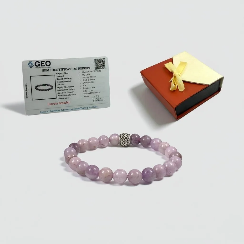 Natural Kunzite Crystal Healing Bracelet ( 8 mm Beads )
