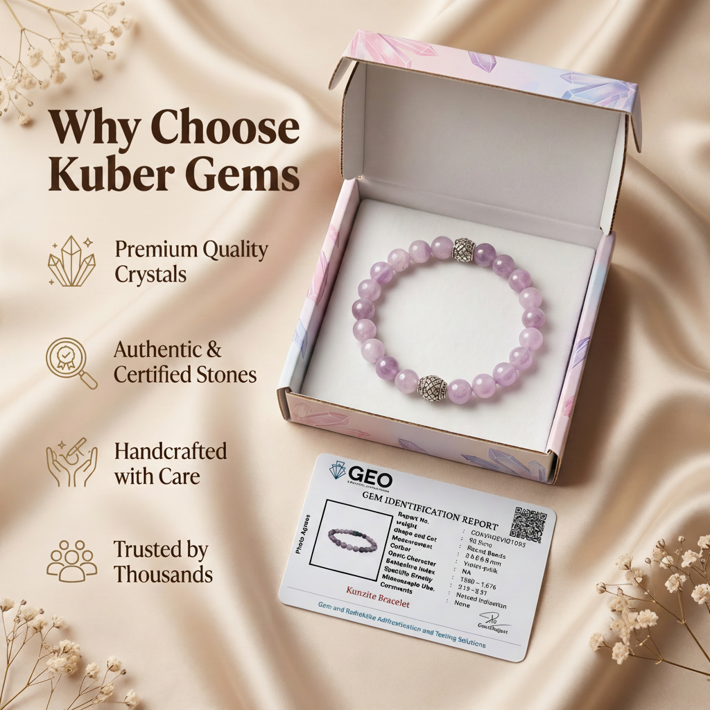 Natural Kunzite Crystal Healing Bracelet ( 8 mm Beads )