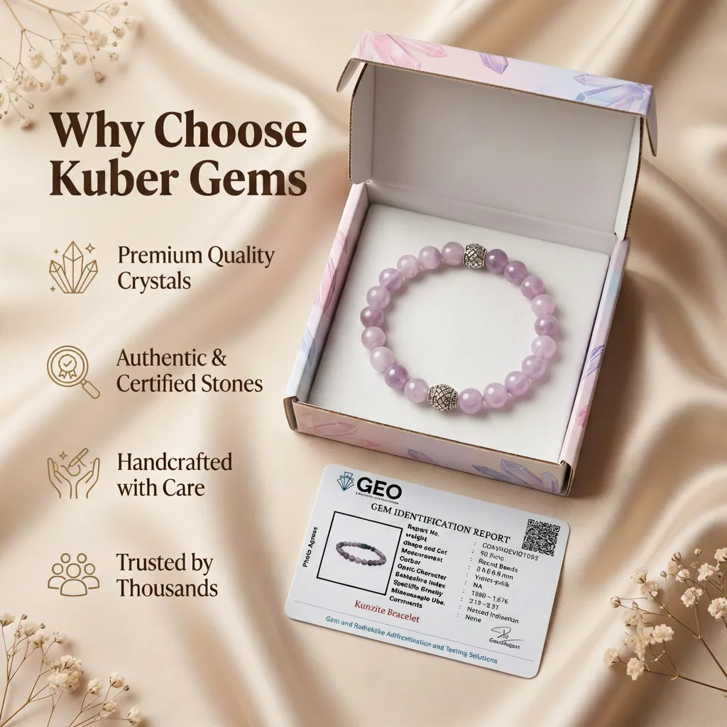 Natural Kunzite Crystal Healing Bracelet ( 8 mm Beads )