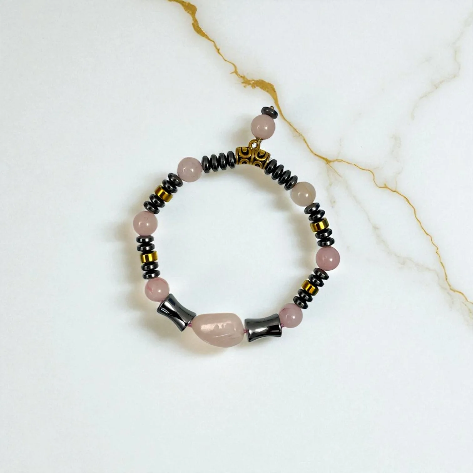 Rose Quartz with Hematite Bracelet