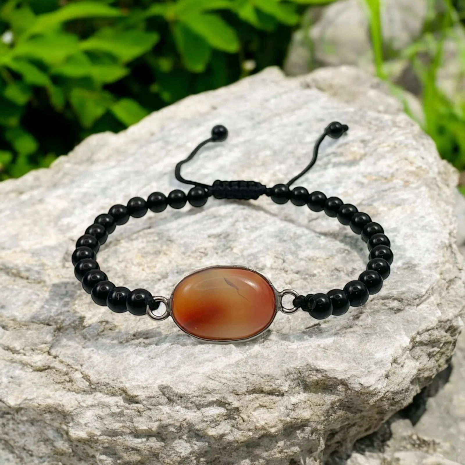 Carnelian & Black Agate Spiritual Healing Bracelet